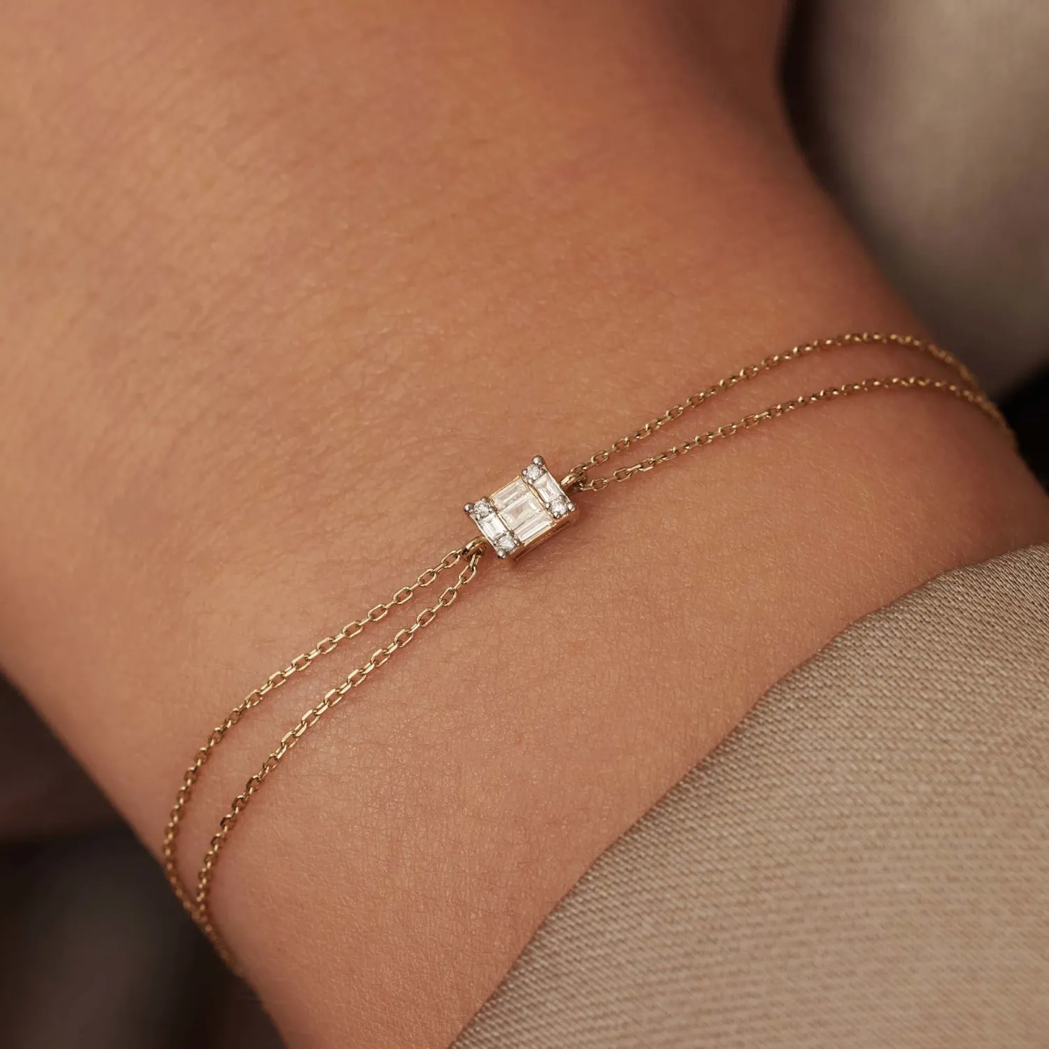 Best De la Paix Maxime 14 karaat gouden armband met diamant 0.10 karaat Diamanten Armbanden