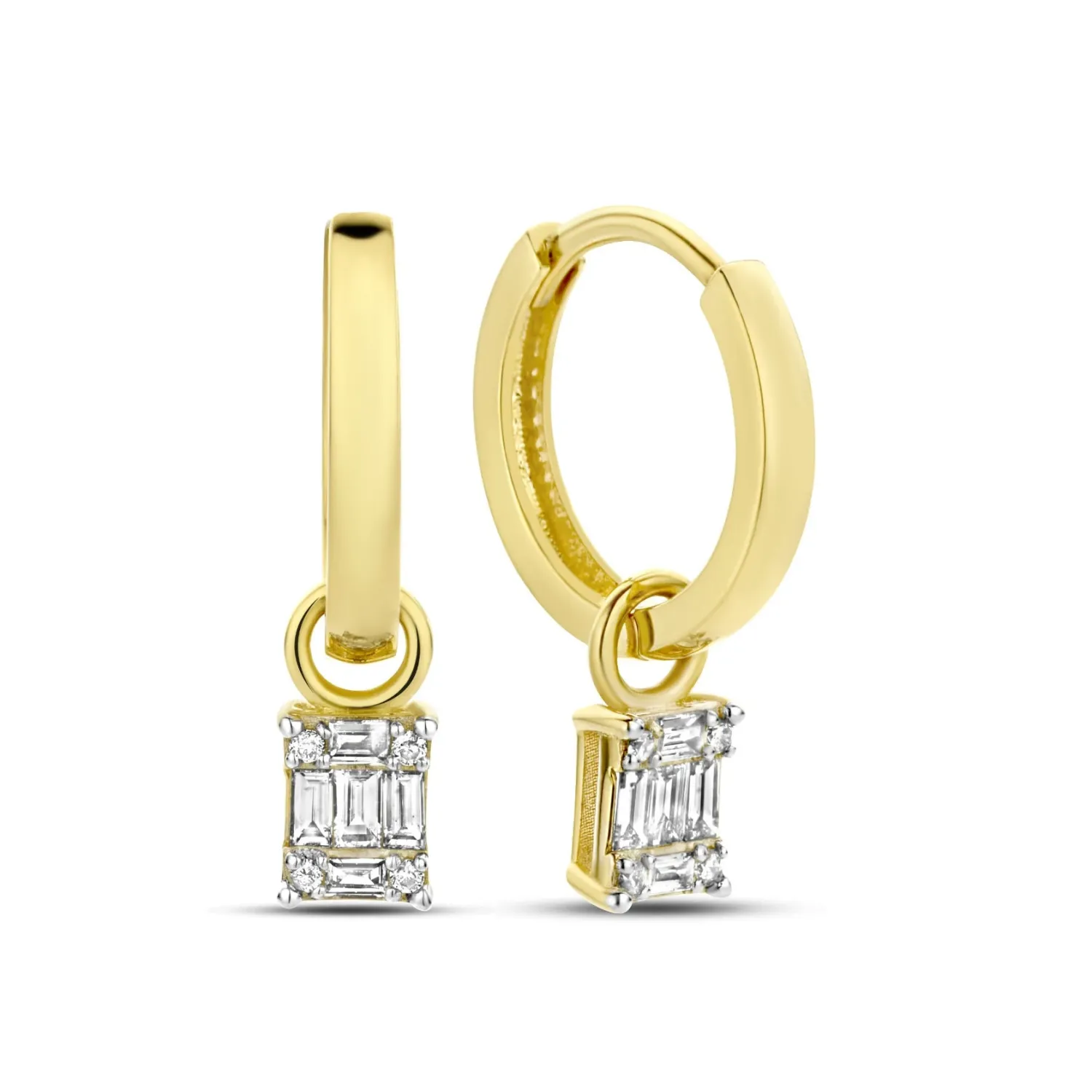 Sale De la Paix Maxime 14 karaat gouden creolen met diamant 0.18 karaat Creolen | Diamanten Oorbellen