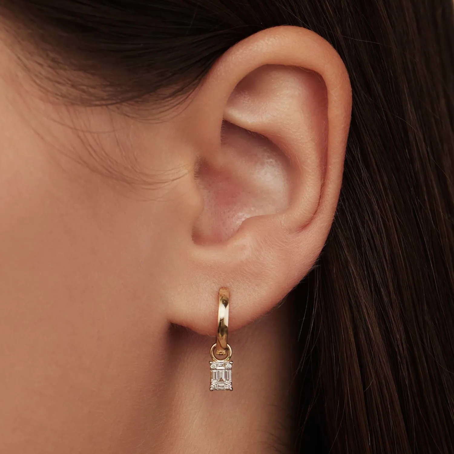 Sale De la Paix Maxime 14 karaat gouden creolen met diamant 0.18 karaat Creolen | Diamanten Oorbellen