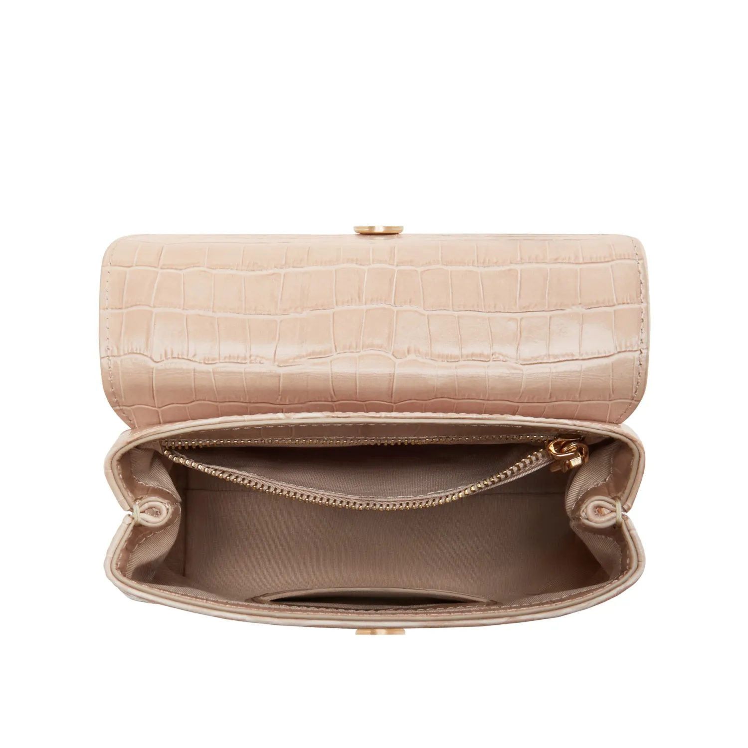 Discount Femme Forte Heline croco beige leren handtas van kalfsleer Handtassen | Crossbody Tassen
