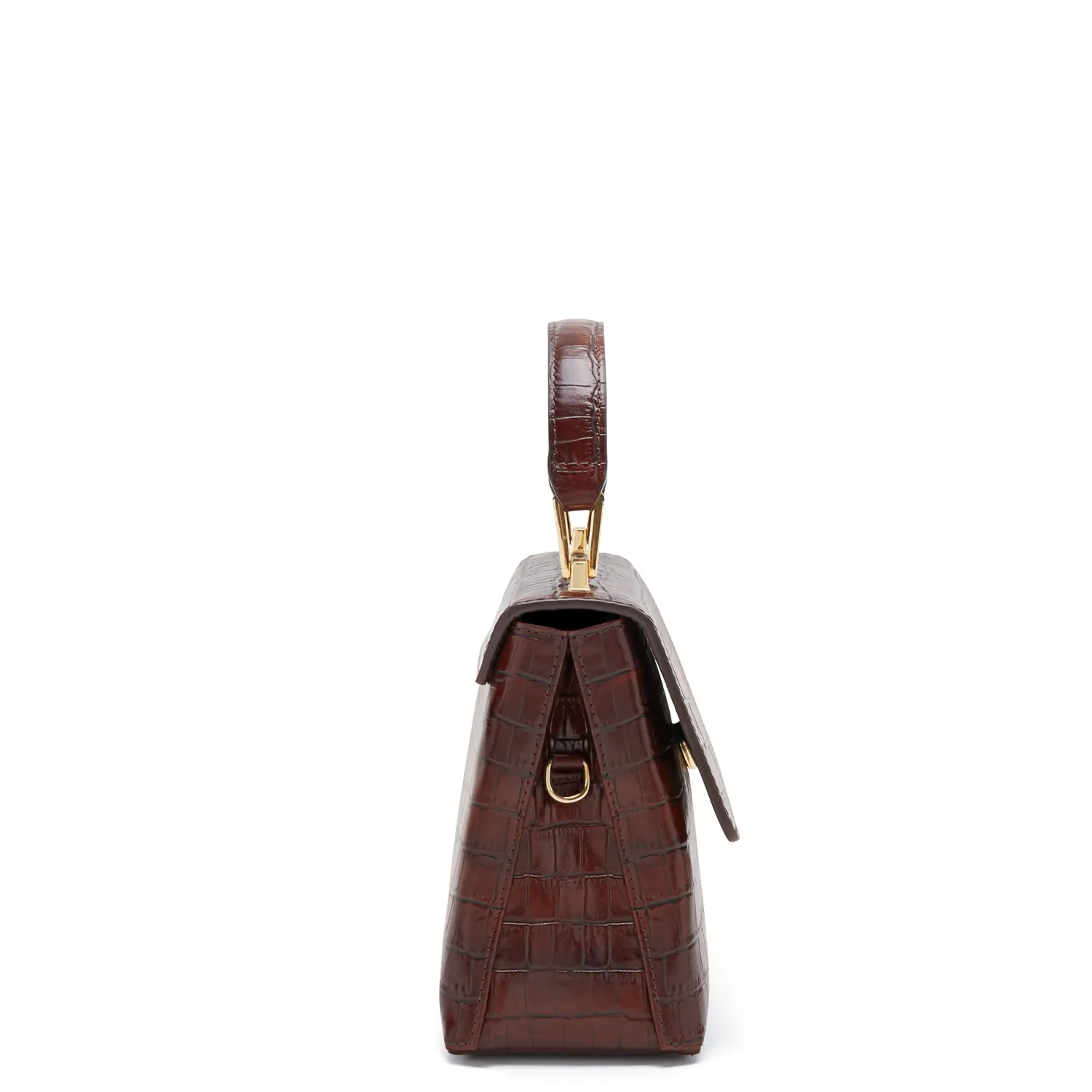 Clearance Femme Forte Heline croco bruine leren handtas van kalfsleer Handtassen | Crossbody Tassen