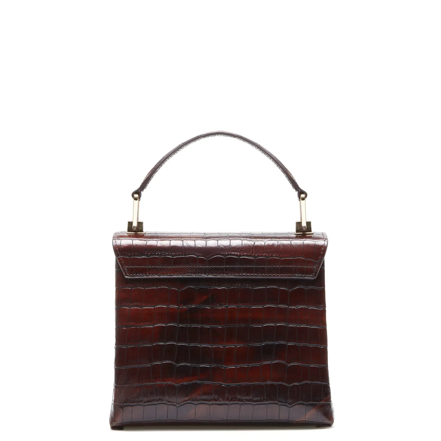 Clearance Femme Forte Heline croco bruine leren handtas van kalfsleer Handtassen | Crossbody Tassen