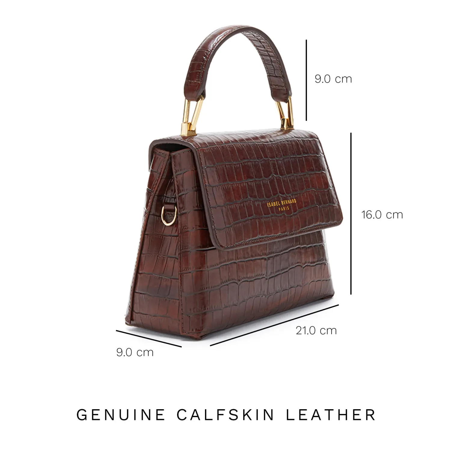 Clearance Femme Forte Heline croco bruine leren handtas van kalfsleer Handtassen | Crossbody Tassen