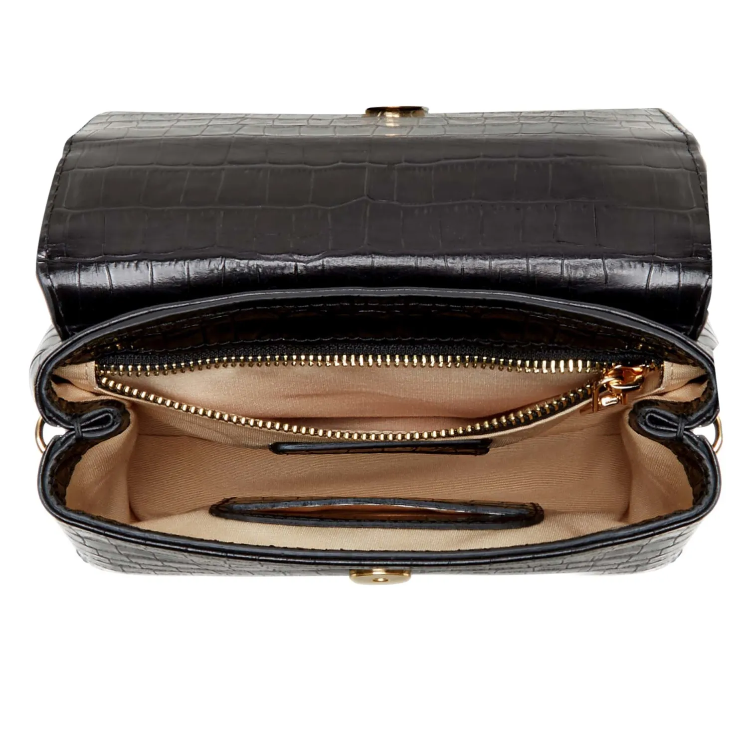 Best Sale Femme Forte Heline croco zwarte leren handtas van kalfsleer Handtassen | Crossbody Tassen