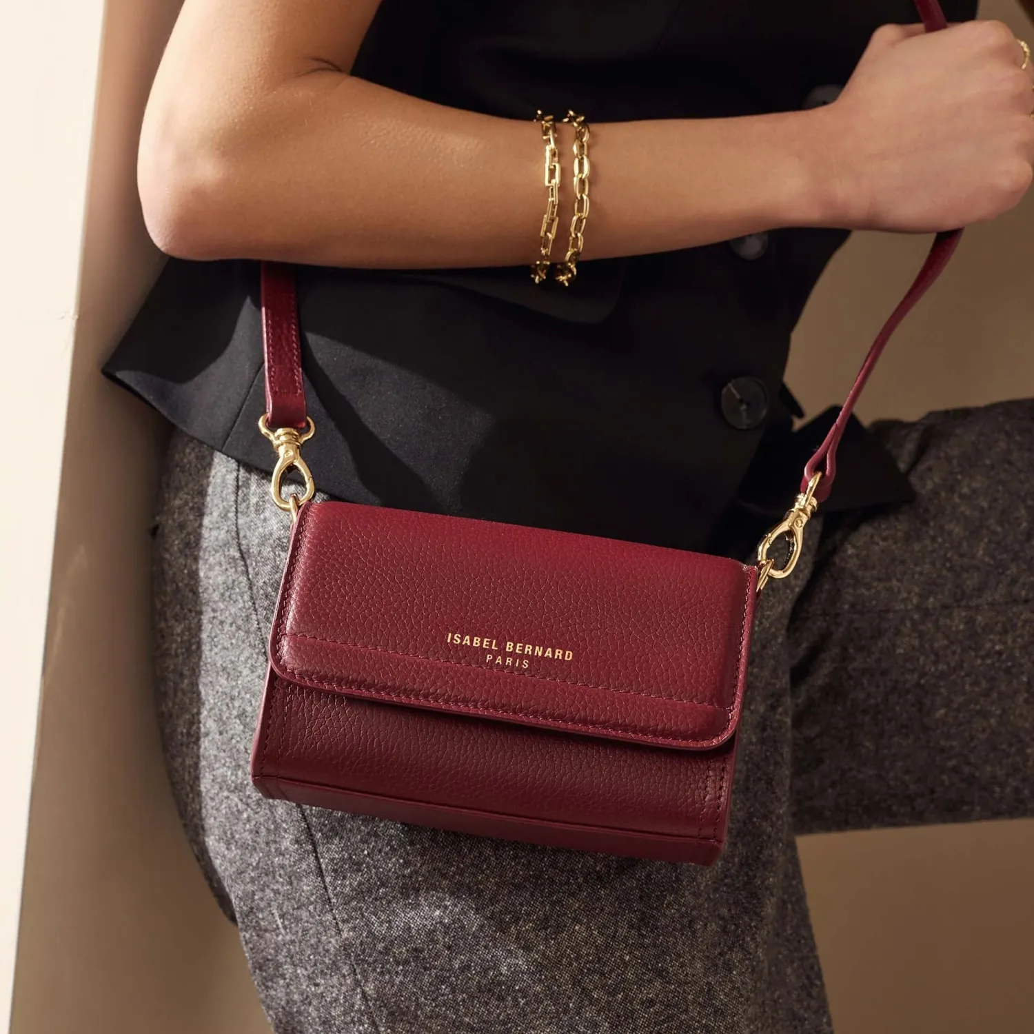 Store Femme Forte Kim bordeaux leren crossbody tas van kalfsleer Crossbody Tassen