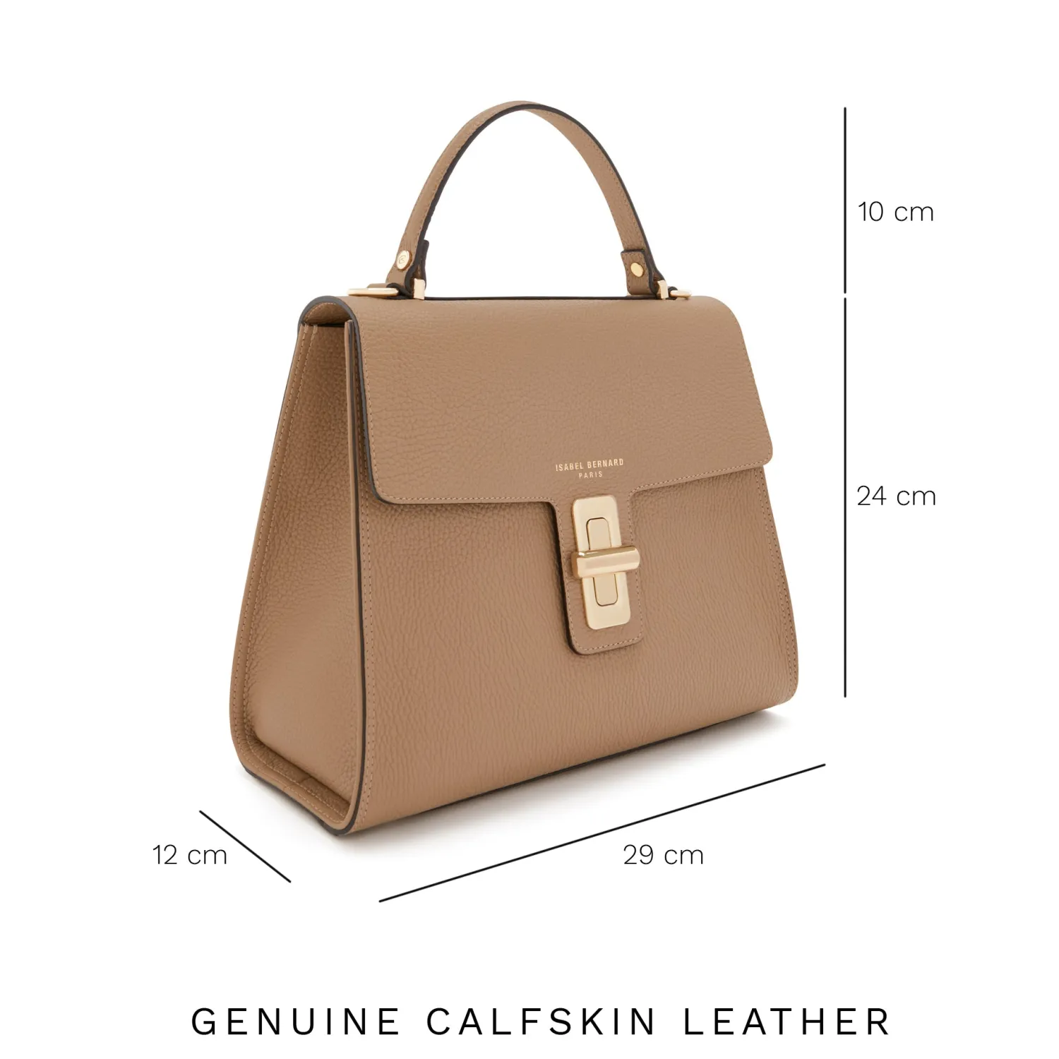Cheap Femme Forte Simone Midi beige leren handtas van kalfsleer Handtassen