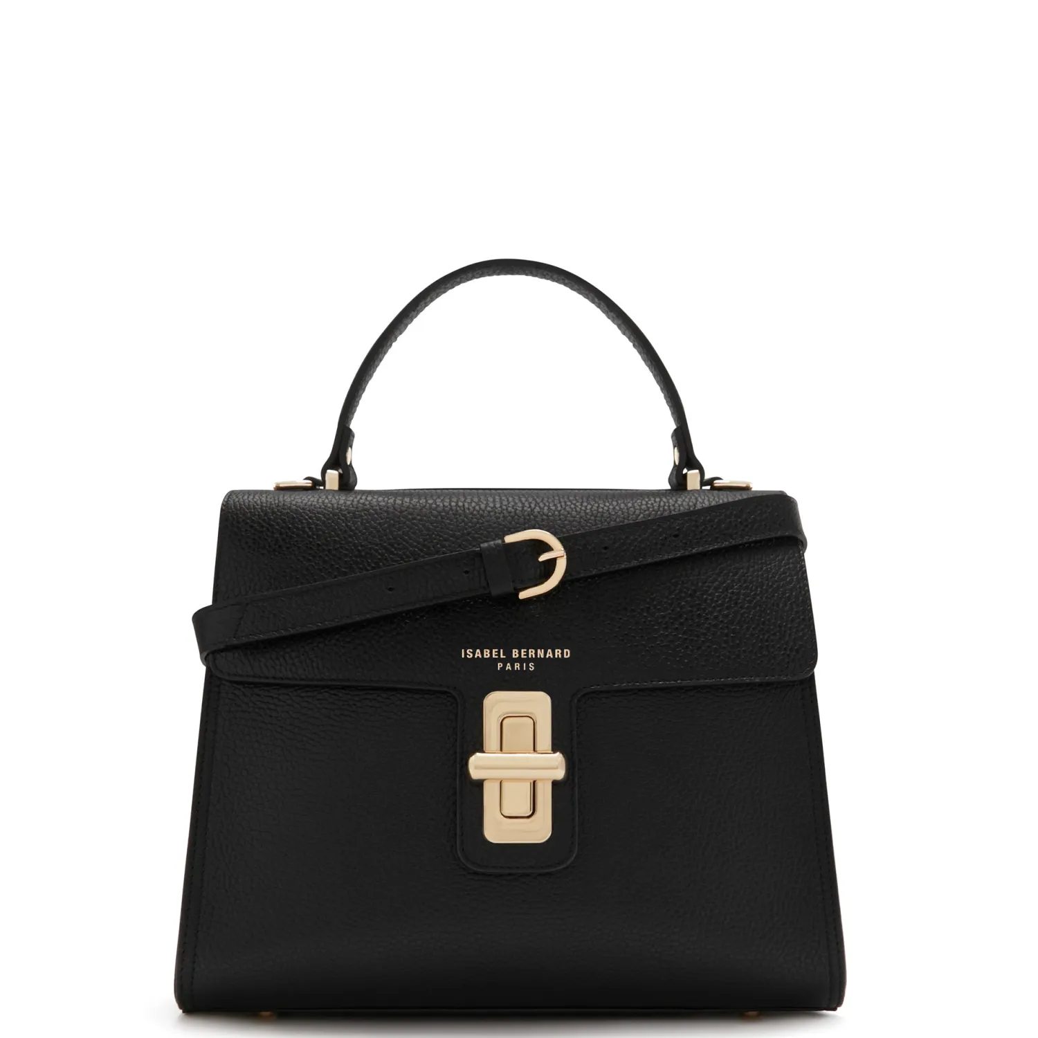 Clearance Femme Forte Simone Midi zwarte leren handtas van kalfsleer Handtassen