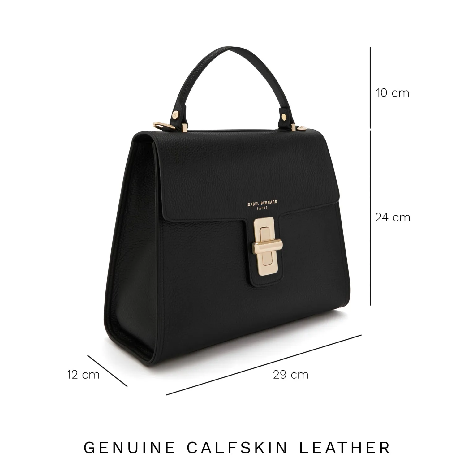 Clearance Femme Forte Simone Midi zwarte leren handtas van kalfsleer Handtassen
