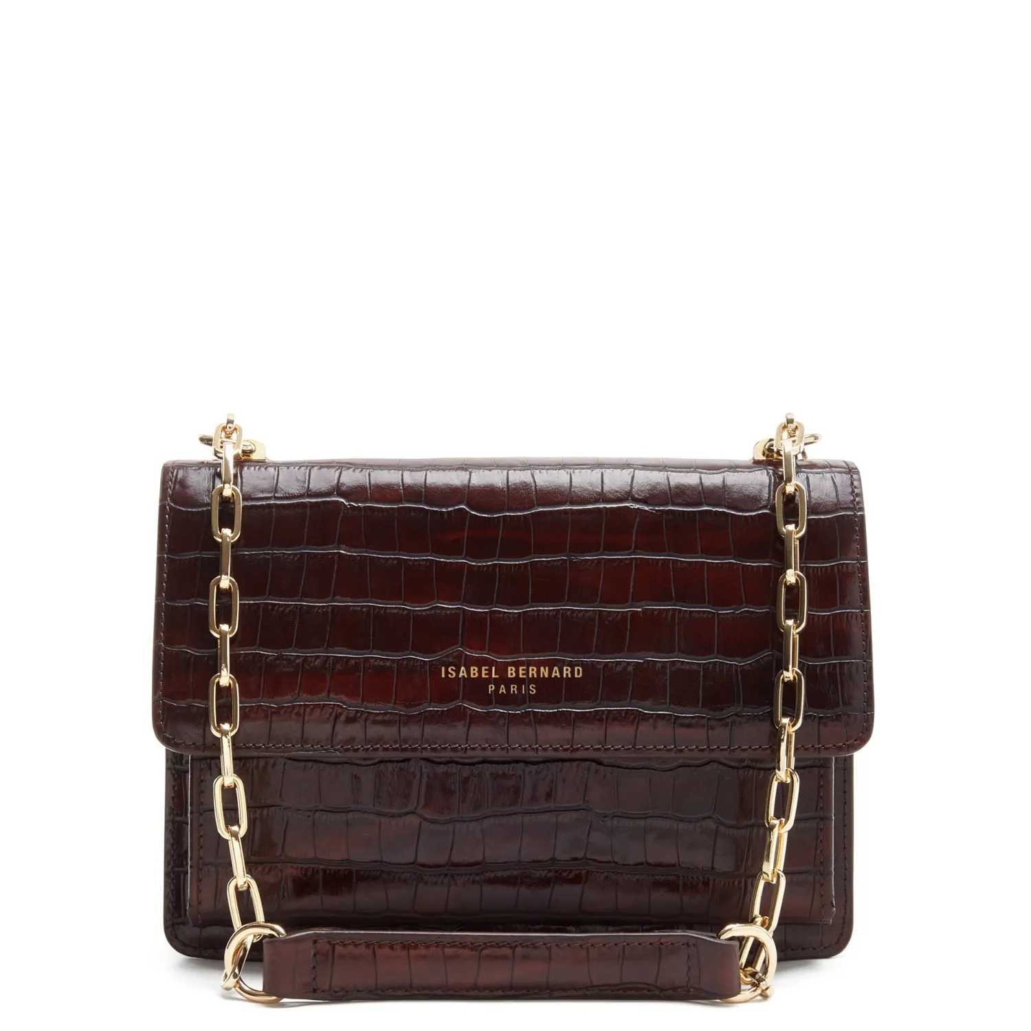 New Femme Forte Valerie croco bruine leren schoudertas van kalfsleer Schoudertassen | Crossbody Tassen
