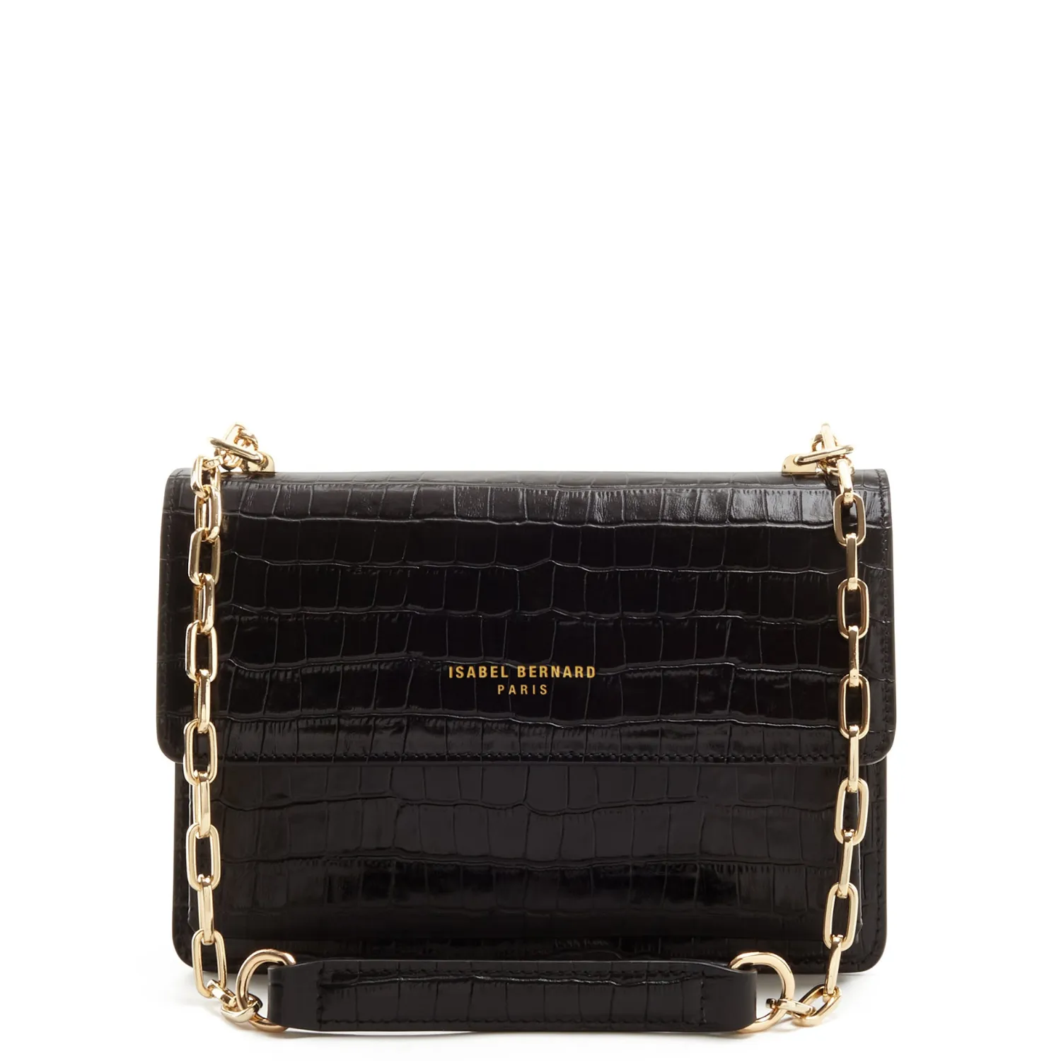 Online Femme Forte Valerie croco zwarte leren schoudertas van kalfsleer Schoudertassen | Crossbody Tassen