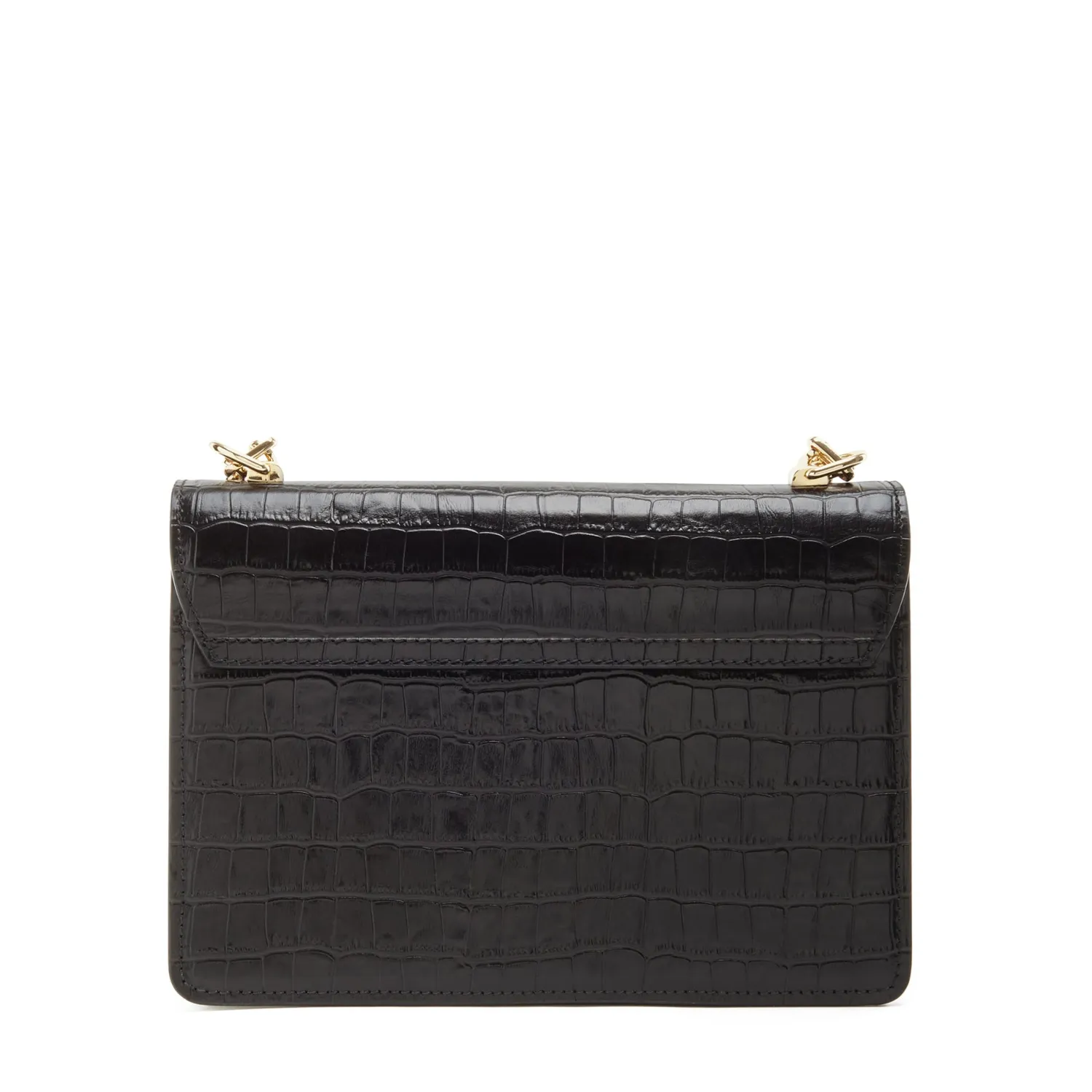 Online Femme Forte Valerie croco zwarte leren schoudertas van kalfsleer Schoudertassen | Crossbody Tassen