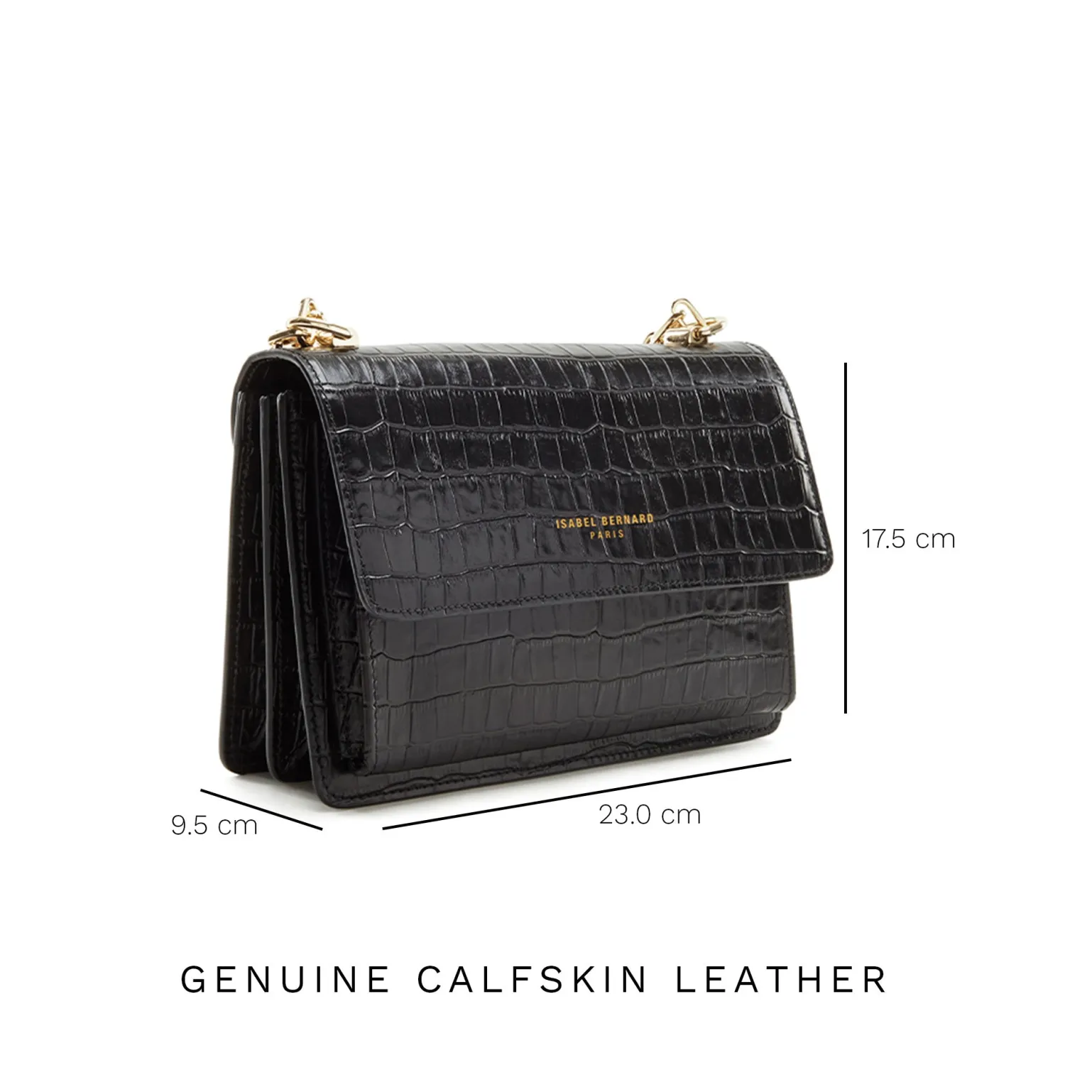 Online Femme Forte Valerie croco zwarte leren schoudertas van kalfsleer Schoudertassen | Crossbody Tassen
