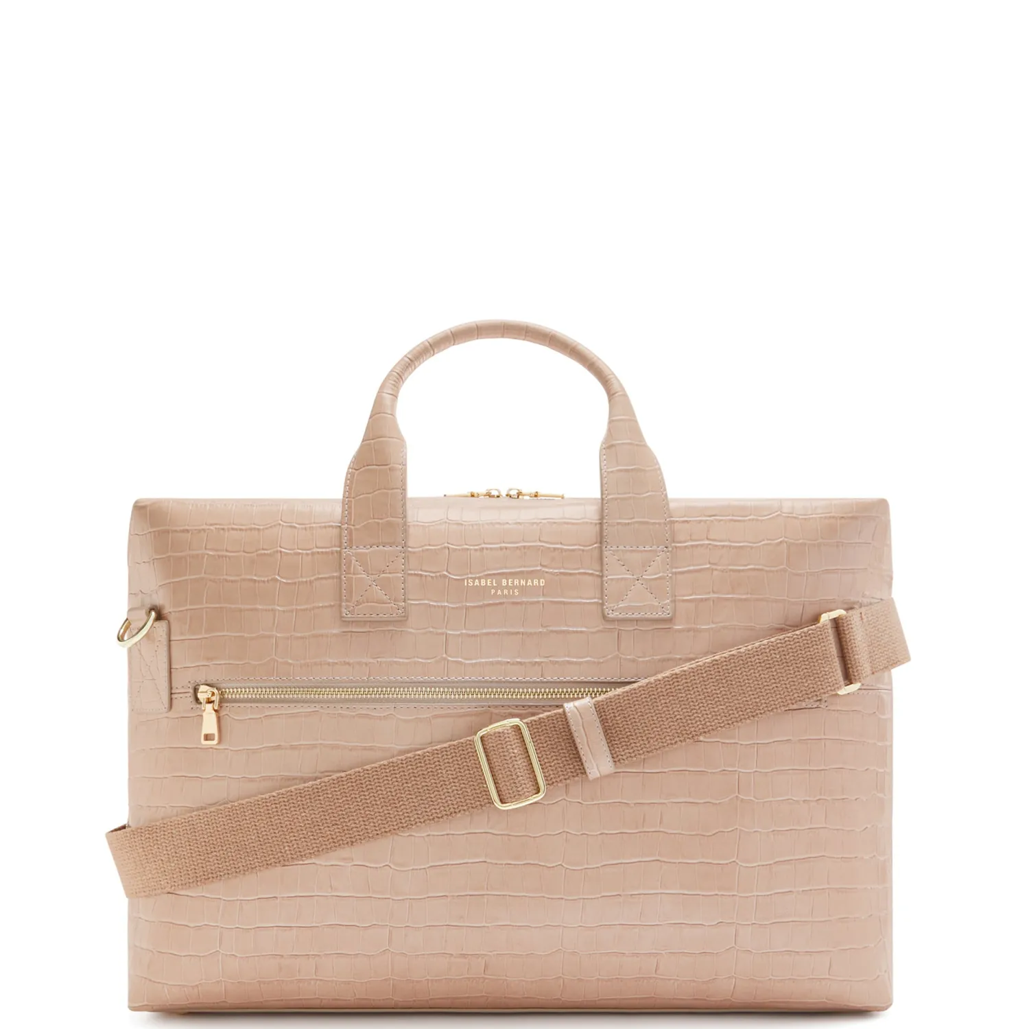 Clearance Honoré Anique croco beige leren handtas van kalfsleer met laptopvak Laptoptassen | Handtassen