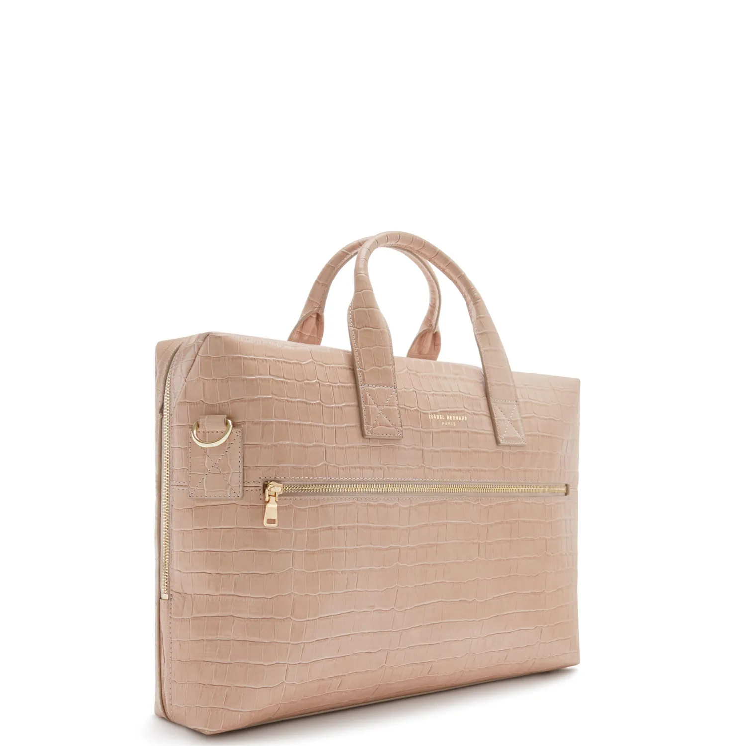 Clearance Honoré Anique croco beige leren handtas van kalfsleer met laptopvak Laptoptassen | Handtassen