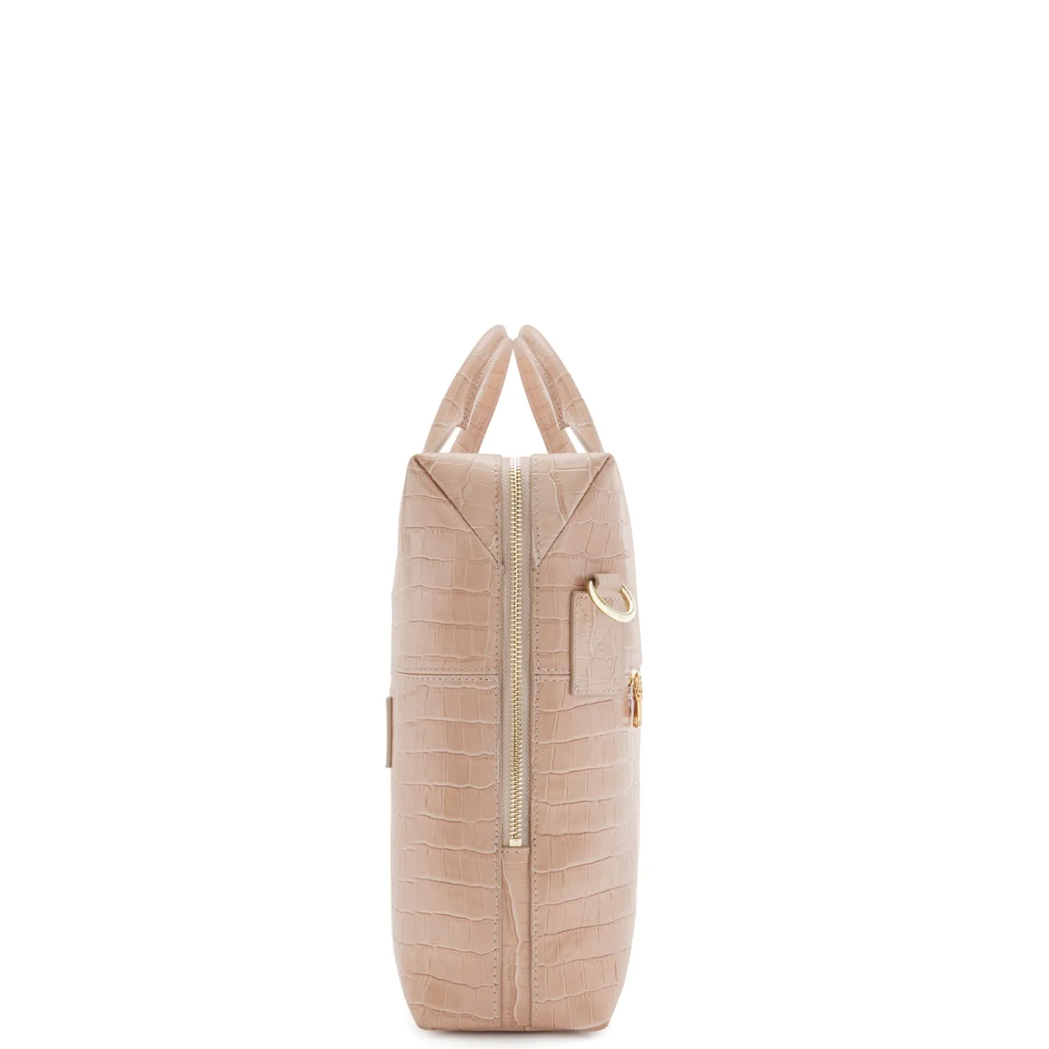 Clearance Honoré Anique croco beige leren handtas van kalfsleer met laptopvak Laptoptassen | Handtassen