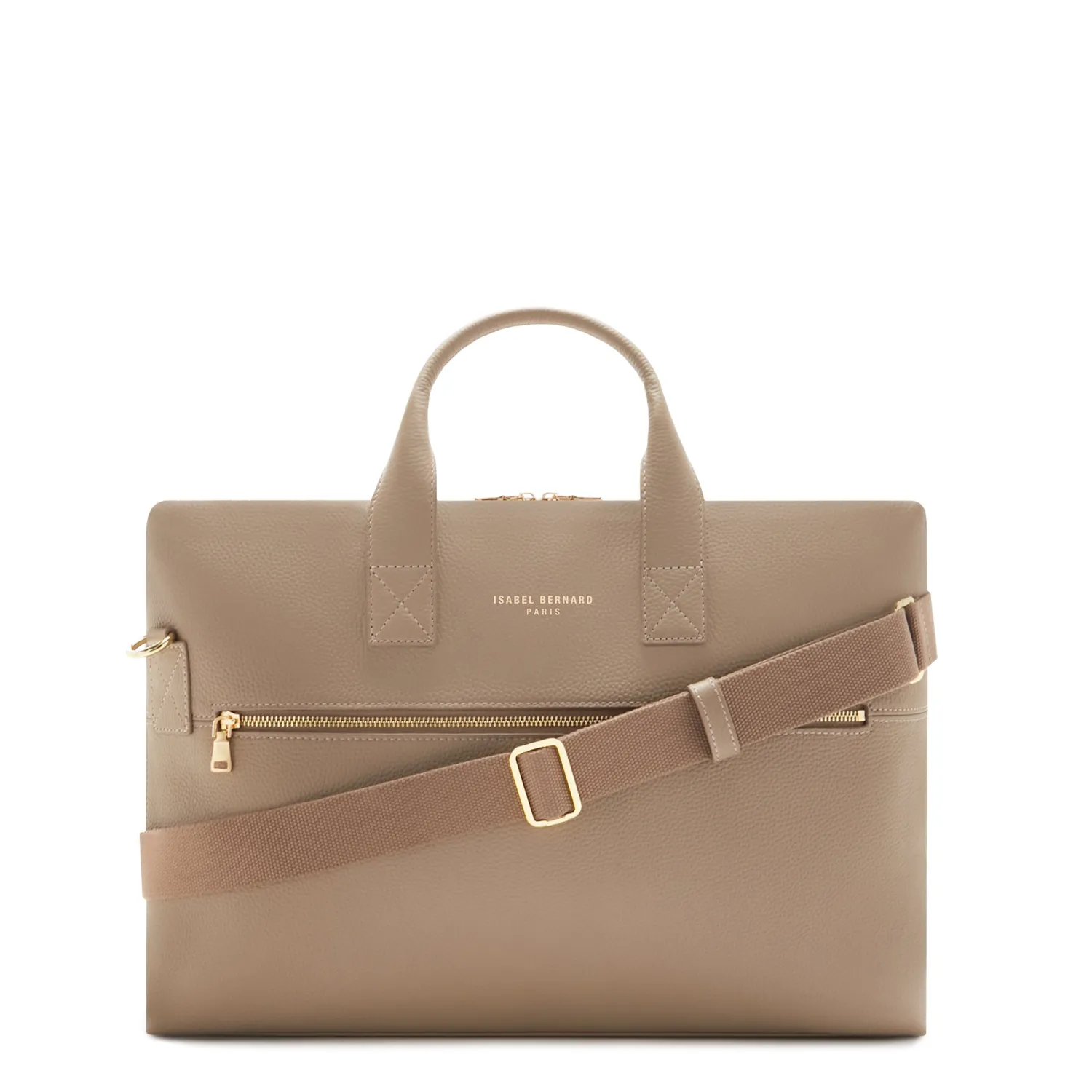 Clearance Honoré Anique taupe leren handtas van kalfsleer met 16.4 inch laptopvak Laptoptassen | Schoudertassen