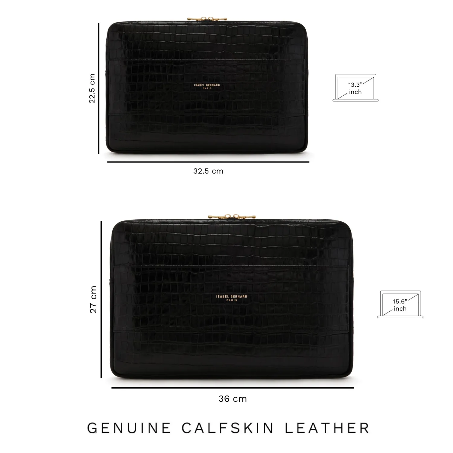 Online Honoré Caress croco zwarte leren laptop hoes van kalfsleer Laptophoezen | Laptophoezen