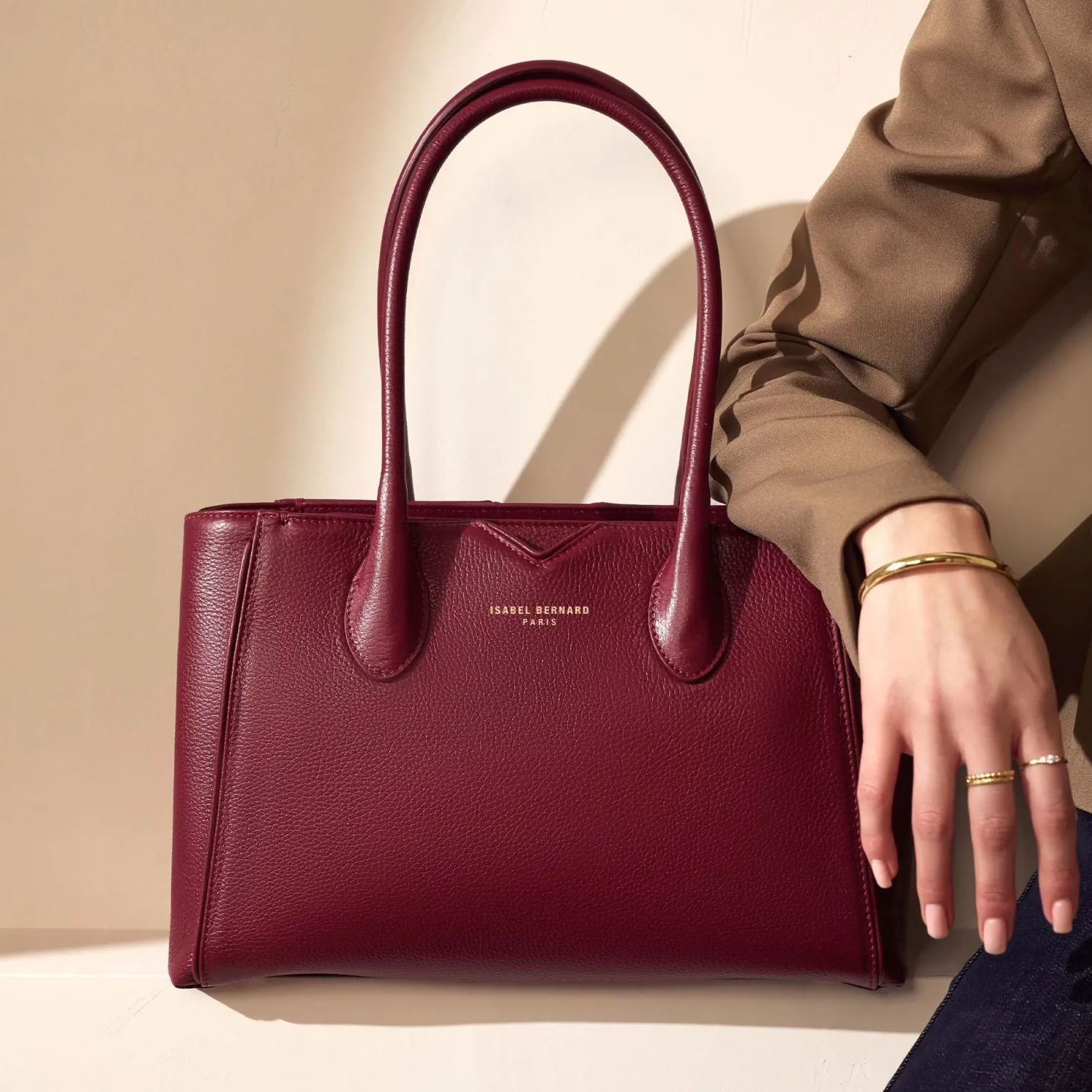 Flash Sale Honoré Cloe Midi bordeaux leren handtas van kalfsleer Handtassen