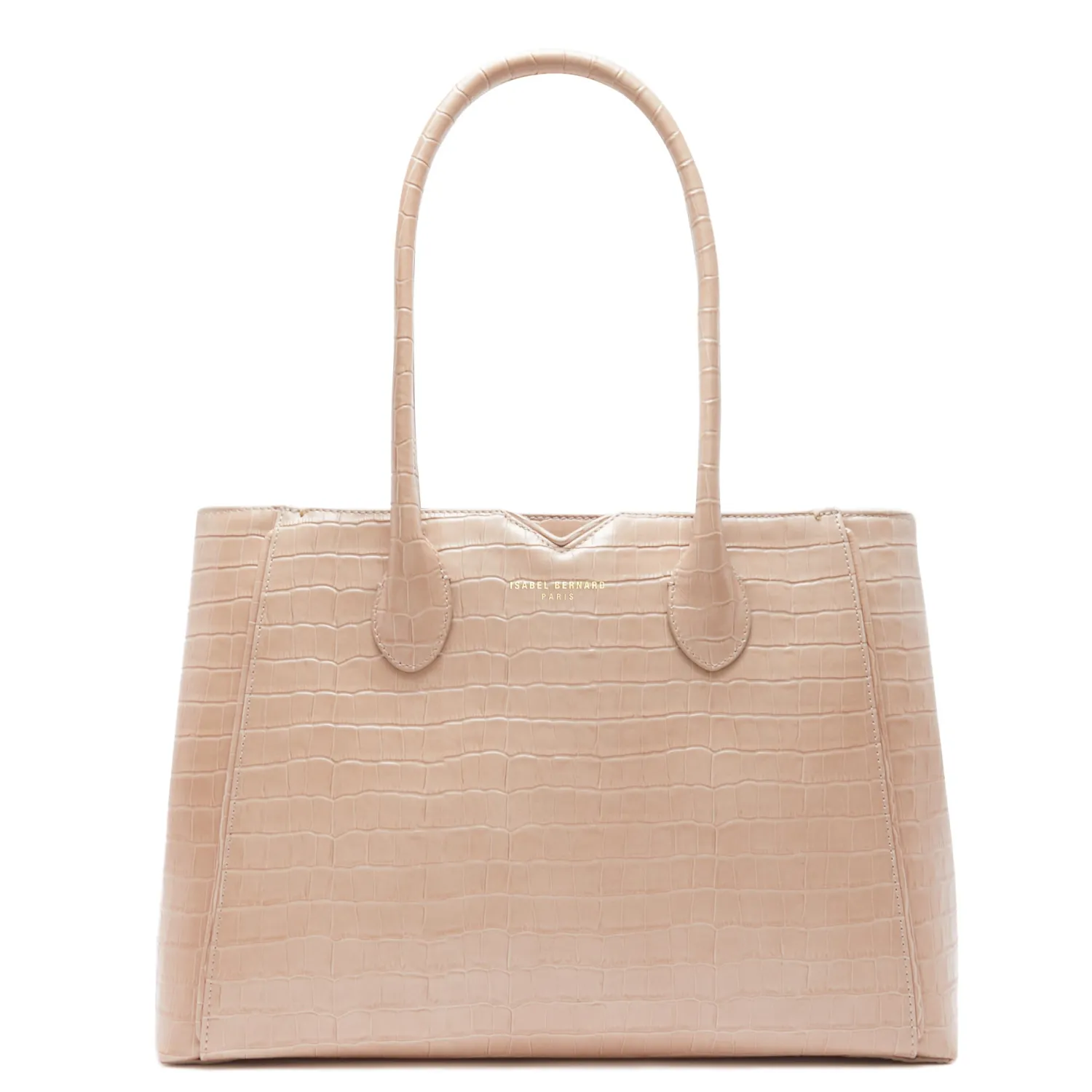 New Honoré Cloe Midi croco beige leren handtas van kalfsleer Handtassen