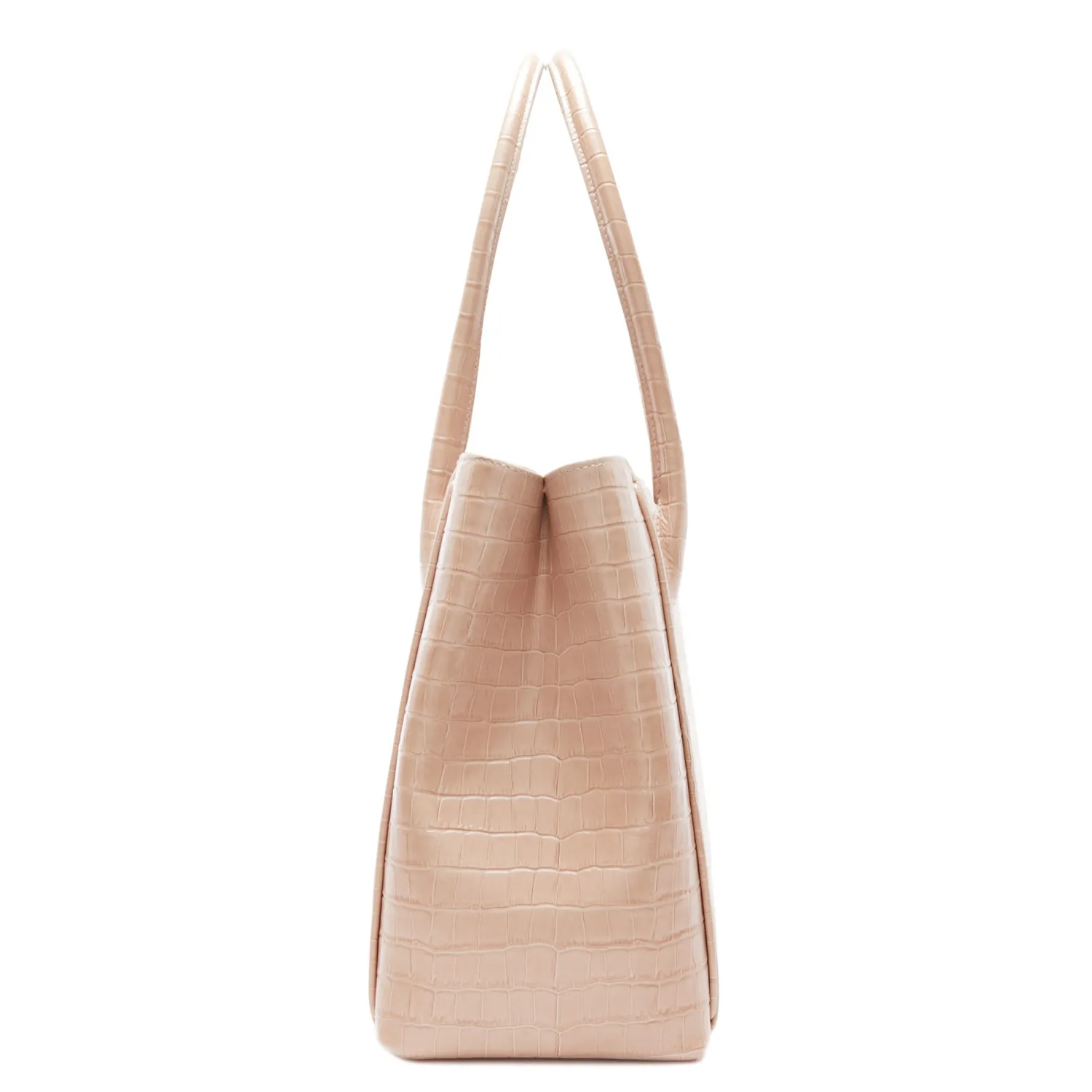 New Honoré Cloe Midi croco beige leren handtas van kalfsleer Handtassen