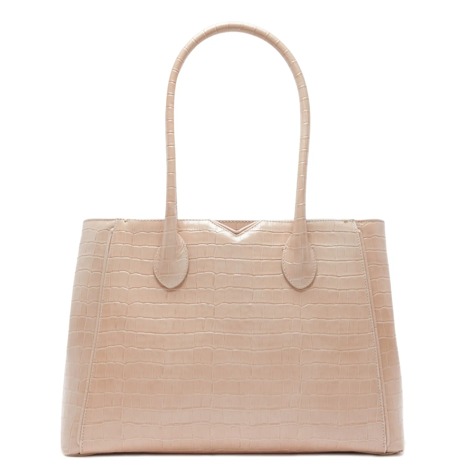 New Honoré Cloe Midi croco beige leren handtas van kalfsleer Handtassen