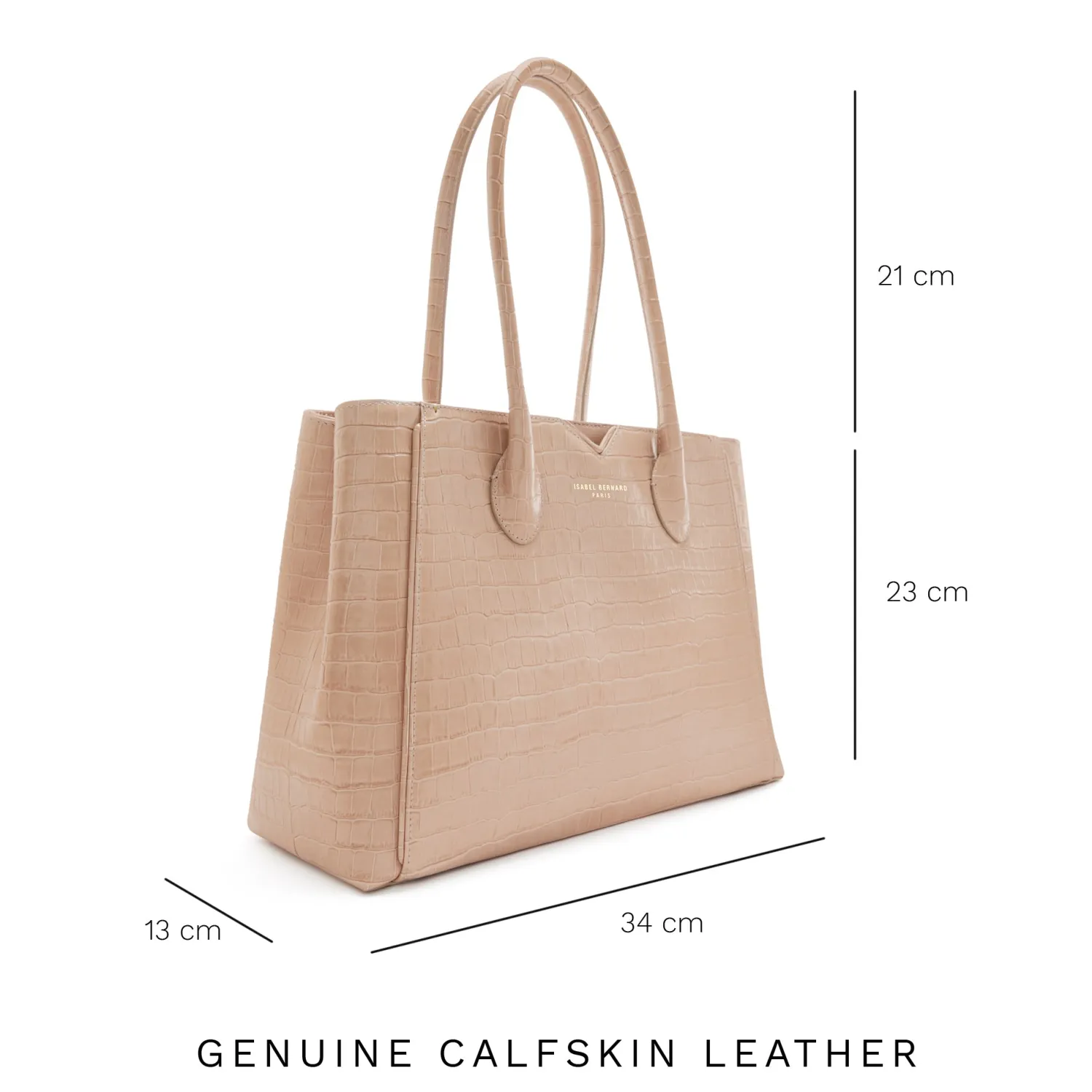 New Honoré Cloe Midi croco beige leren handtas van kalfsleer Handtassen
