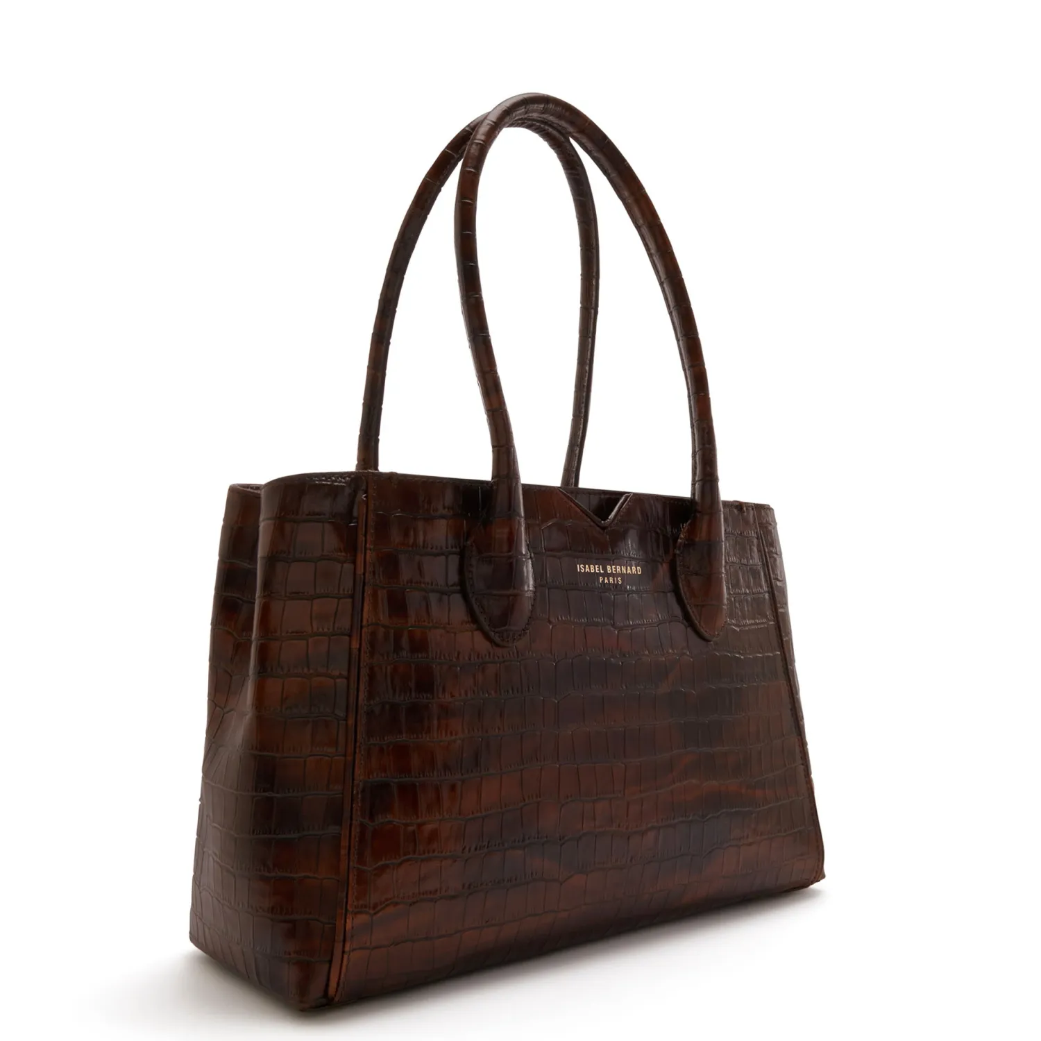Flash Sale Honoré Cloe Midi croco bruine leren handtas van kalfsleer Handtassen