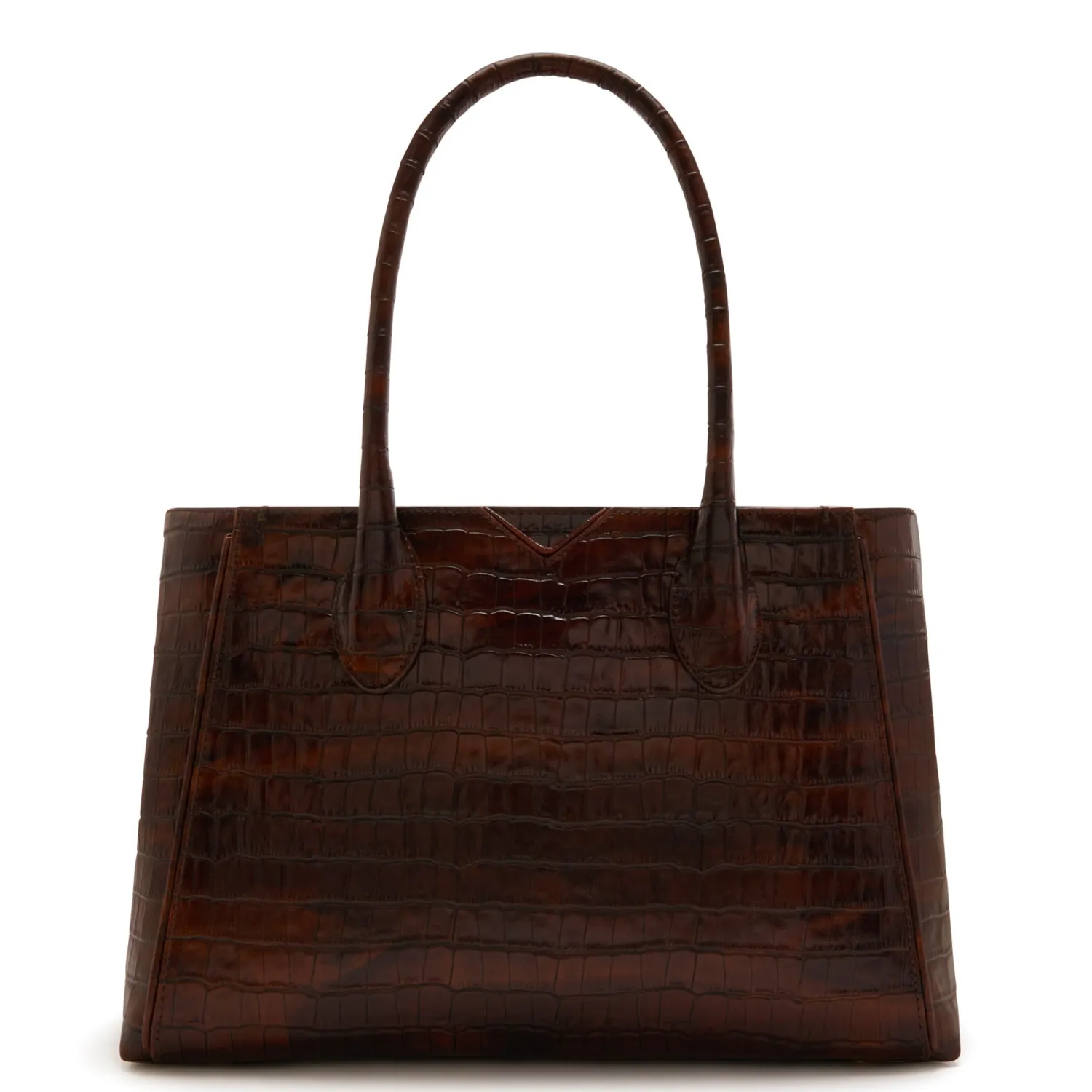 Flash Sale Honoré Cloe Midi croco bruine leren handtas van kalfsleer Handtassen