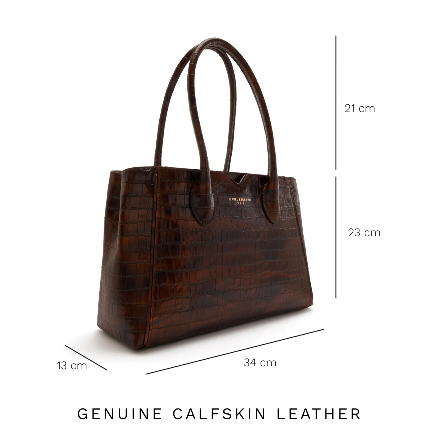 Flash Sale Honoré Cloe Midi croco bruine leren handtas van kalfsleer Handtassen