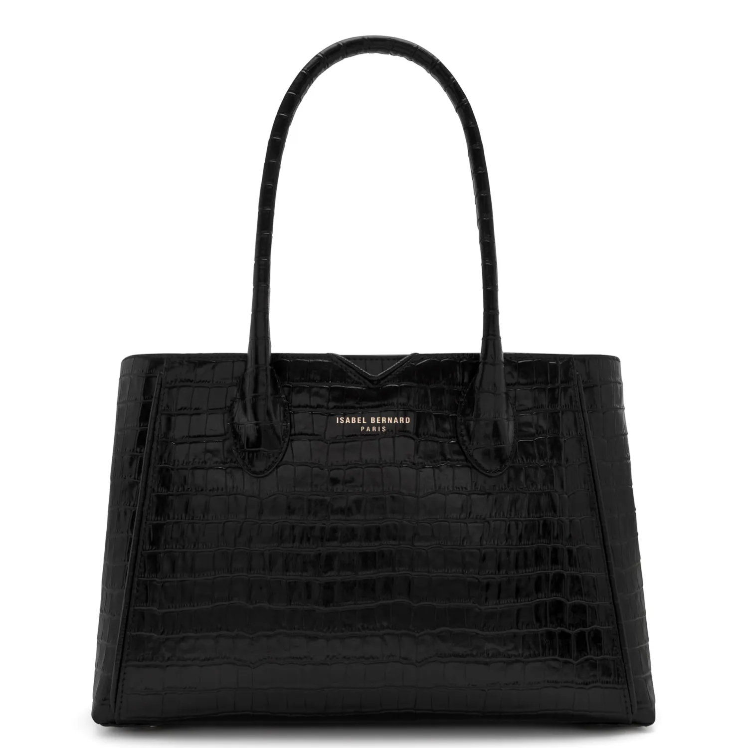 Online Honoré Cloe Midi croco zwarte leren handtas van kalfsleer Handtassen