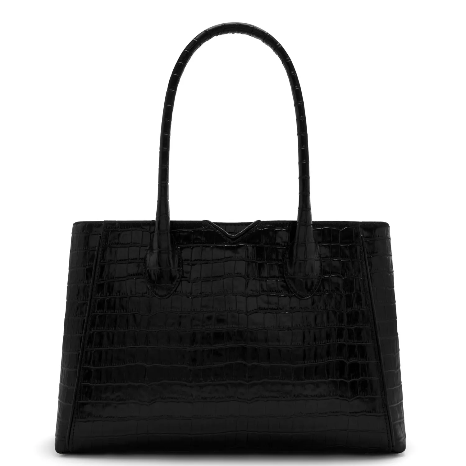 Online Honoré Cloe Midi croco zwarte leren handtas van kalfsleer Handtassen
