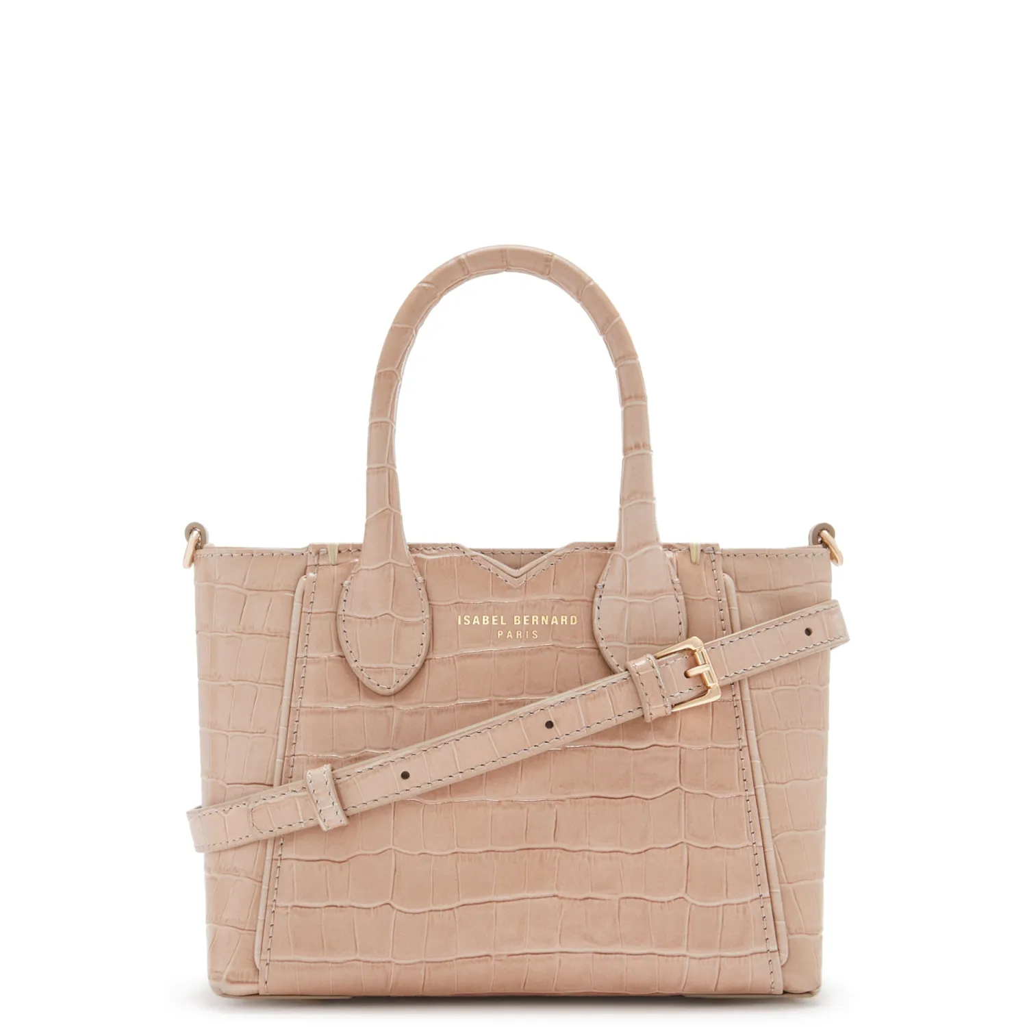 Discount Honoré Cloe Mini croco beige leren handtas van kalfsleer Handtassen