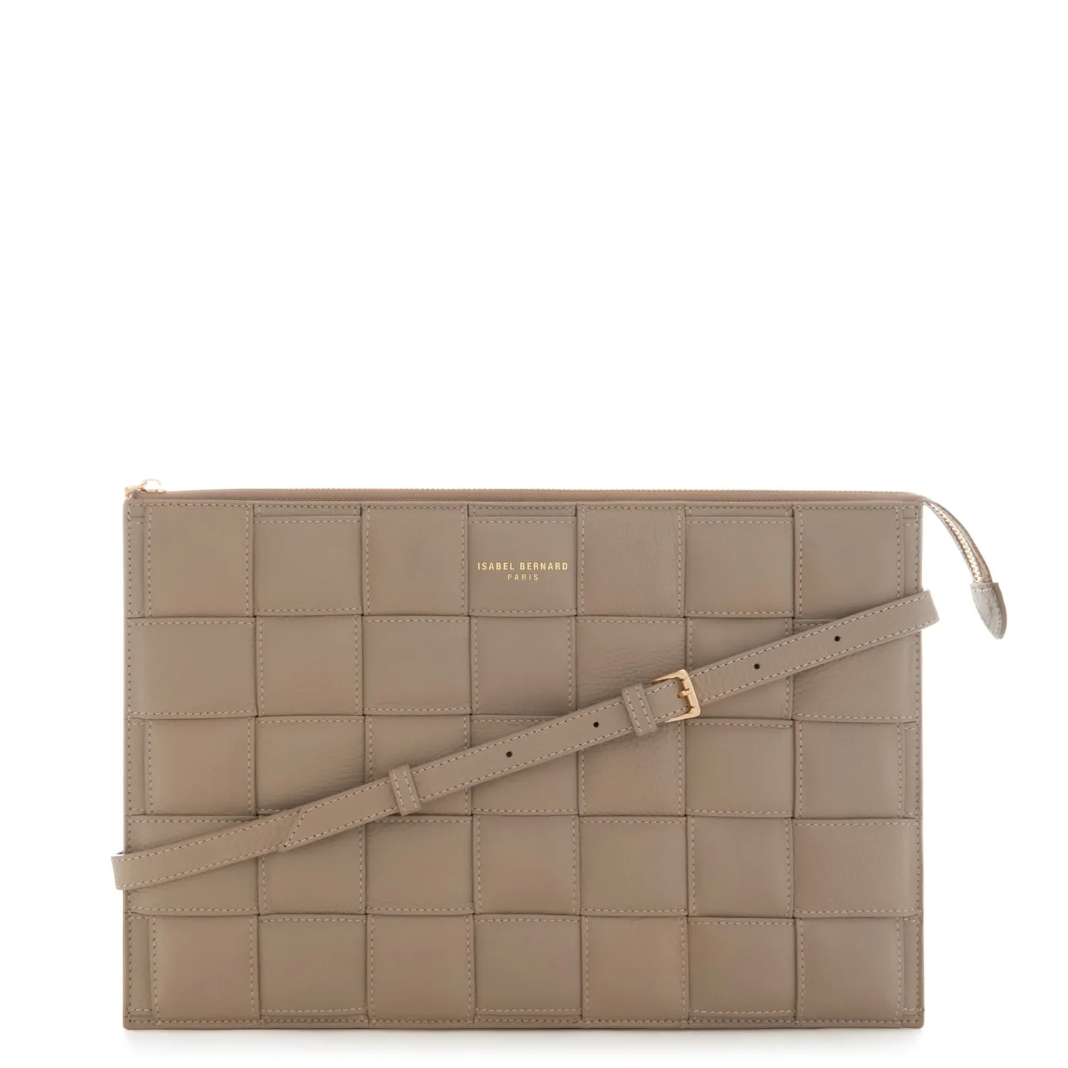 Cheap Honoré Cosette taupe leren laptop hoes van gevlochten kalfsleer met schouderriem Laptophoezen | Laptophoezen