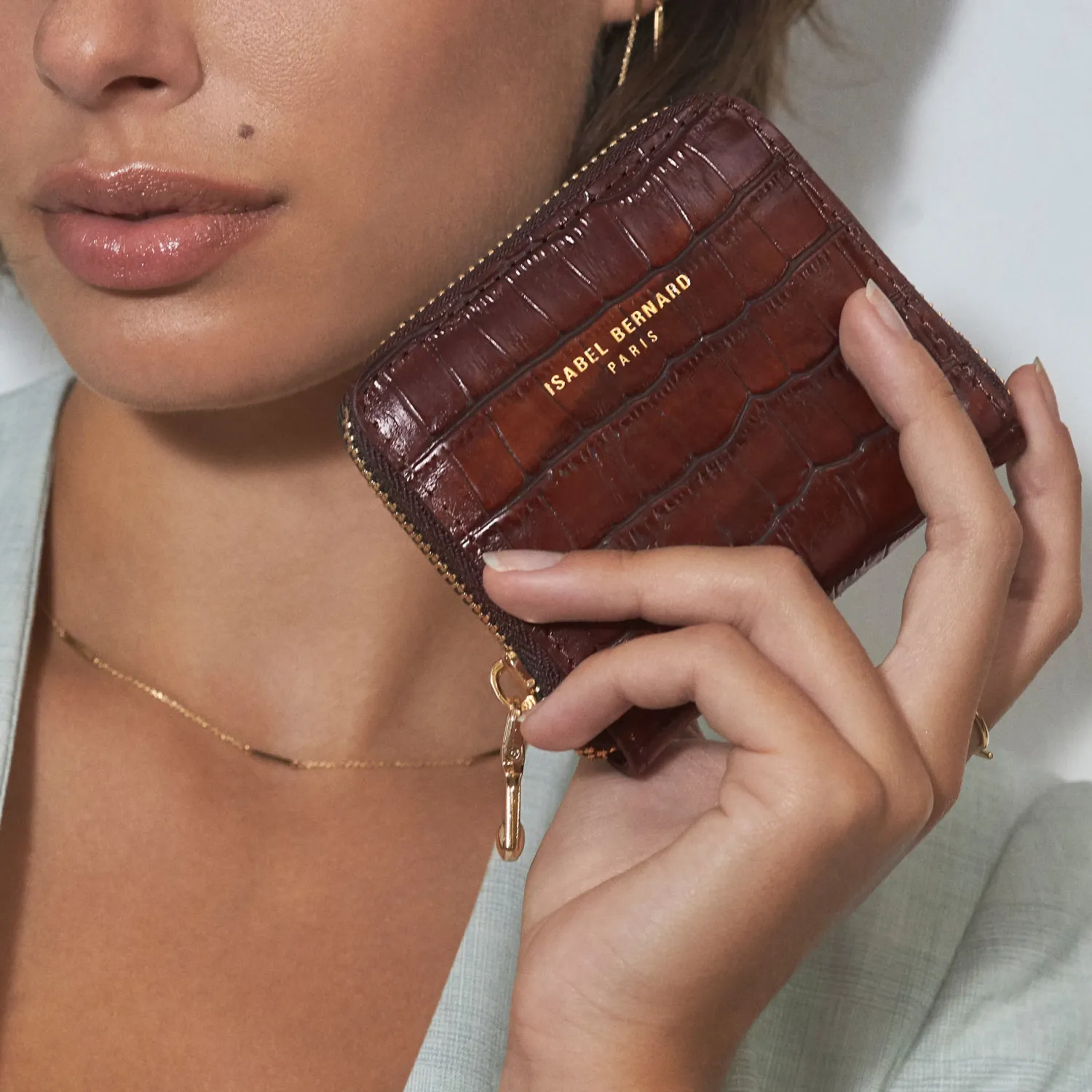 Fashion Honoré Jules croco bruine leren ritsportemonnee van kalfsleer Portemonnees