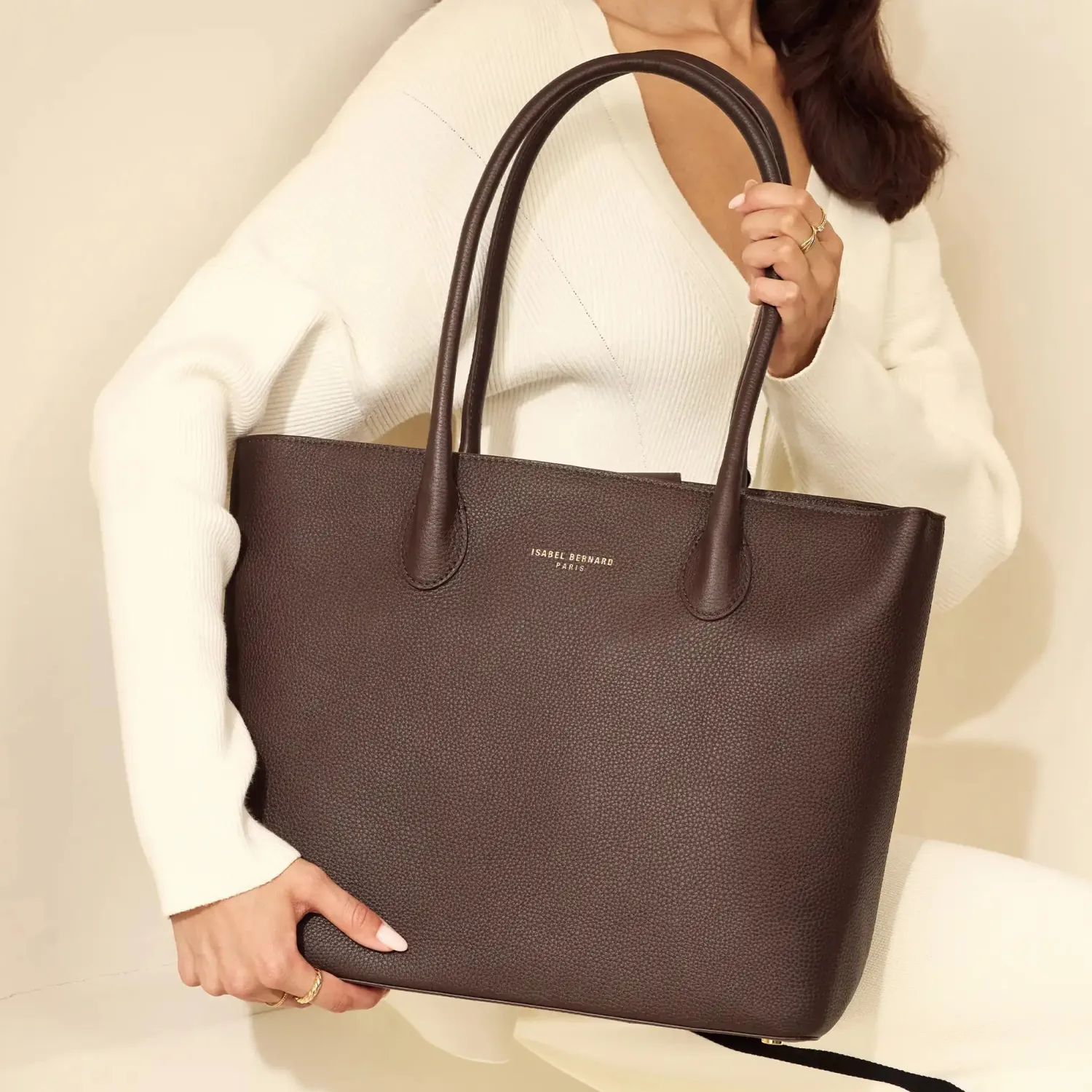 New Honoré Lysanne bruine leren shopper van kalfsleer Shoppers | Schoudertassen