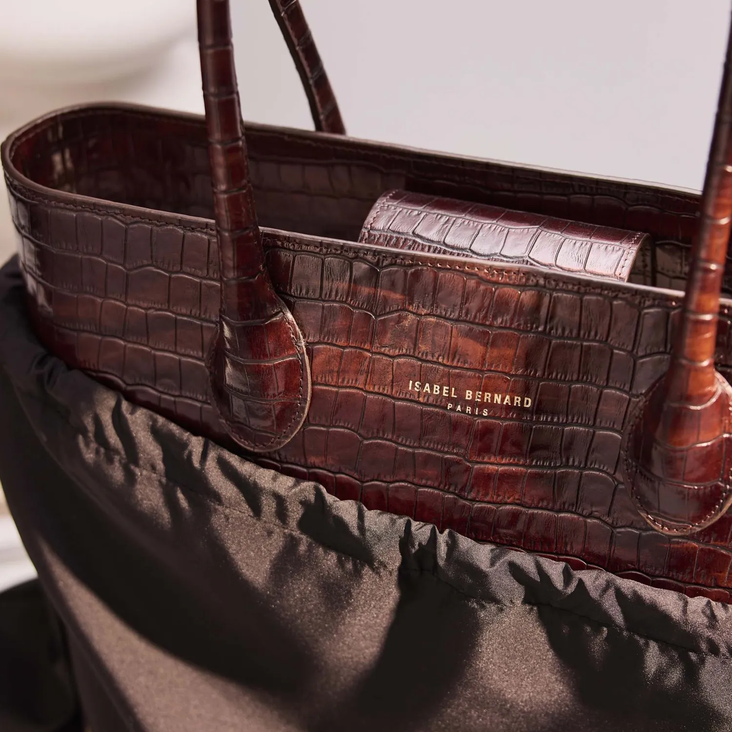 New Honoré Lysanne croco bruine leren shopper van kalfsleer Shoppers | Schoudertassen