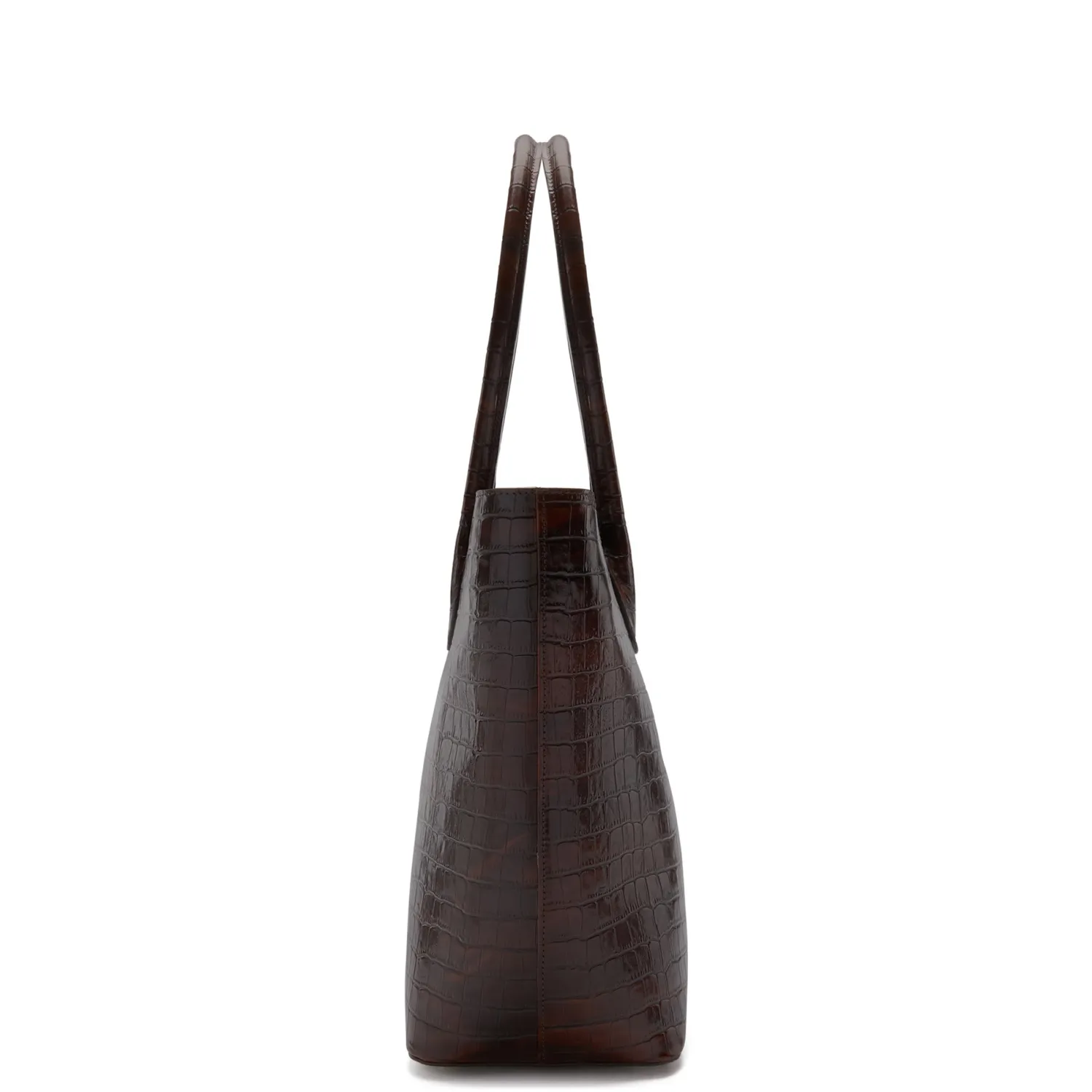 New Honoré Lysanne croco bruine leren shopper van kalfsleer Shoppers | Schoudertassen