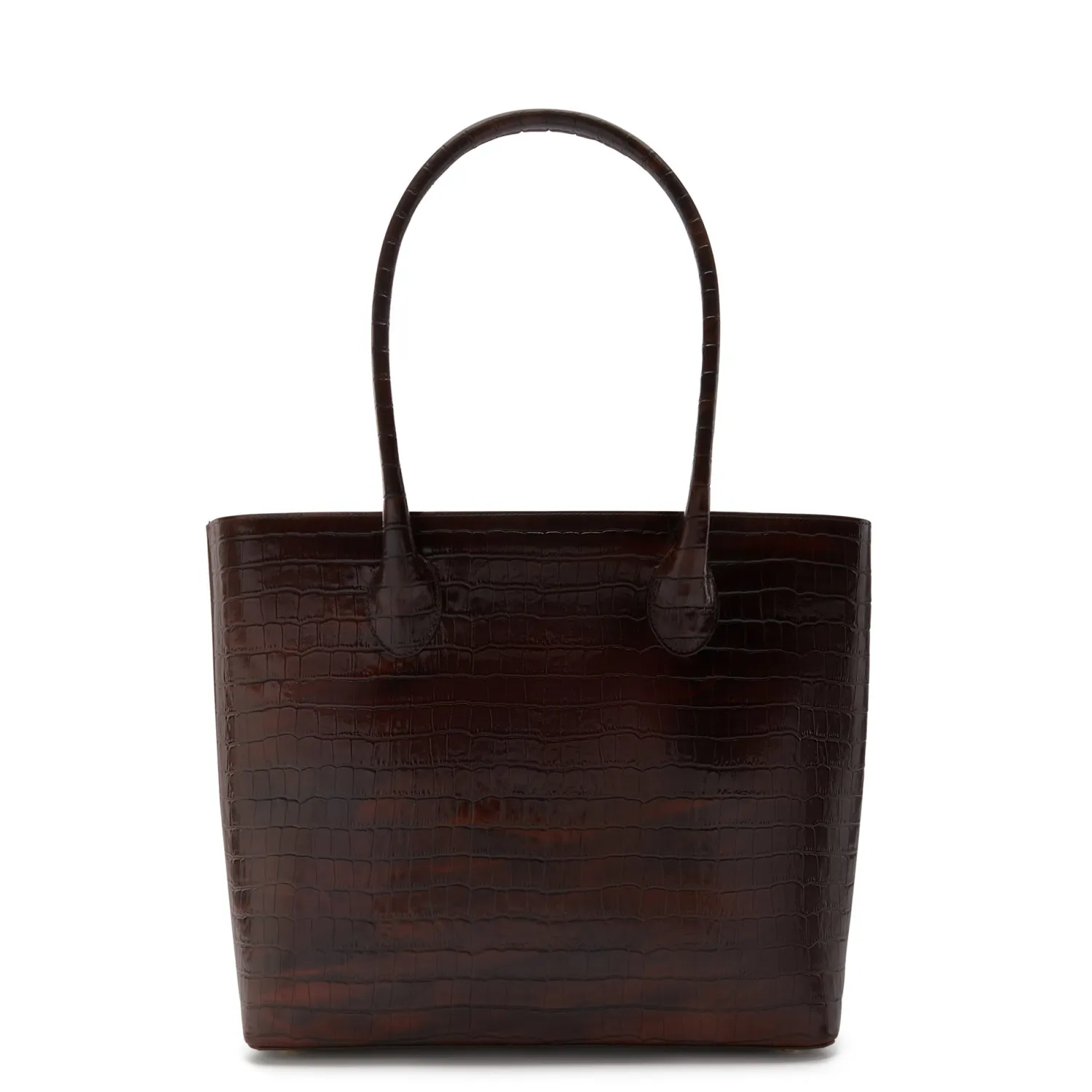 New Honoré Lysanne croco bruine leren shopper van kalfsleer Shoppers | Schoudertassen