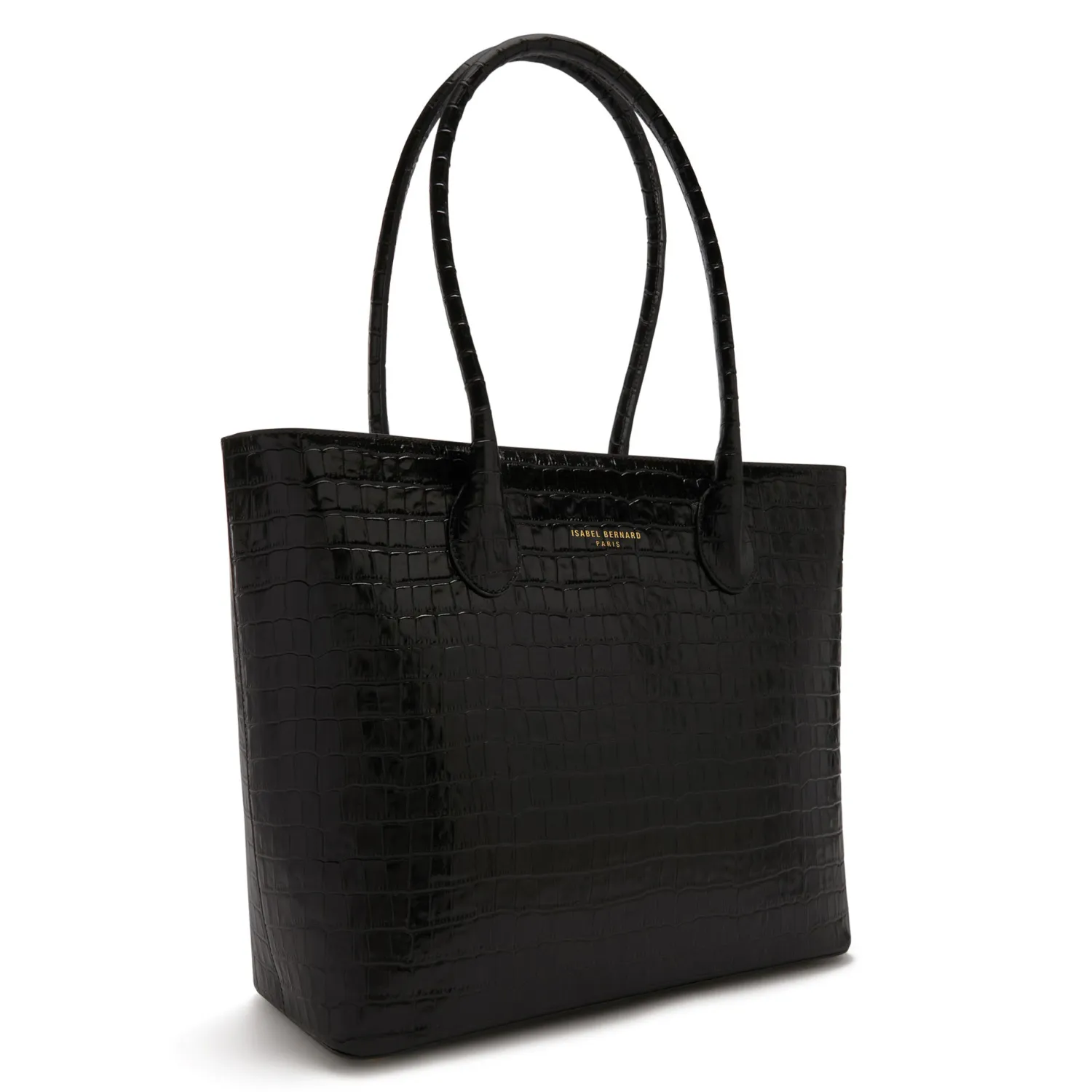 Sale Honoré Lysanne croco zwarte leren shopper van kalfsleer Shoppers | Schoudertassen