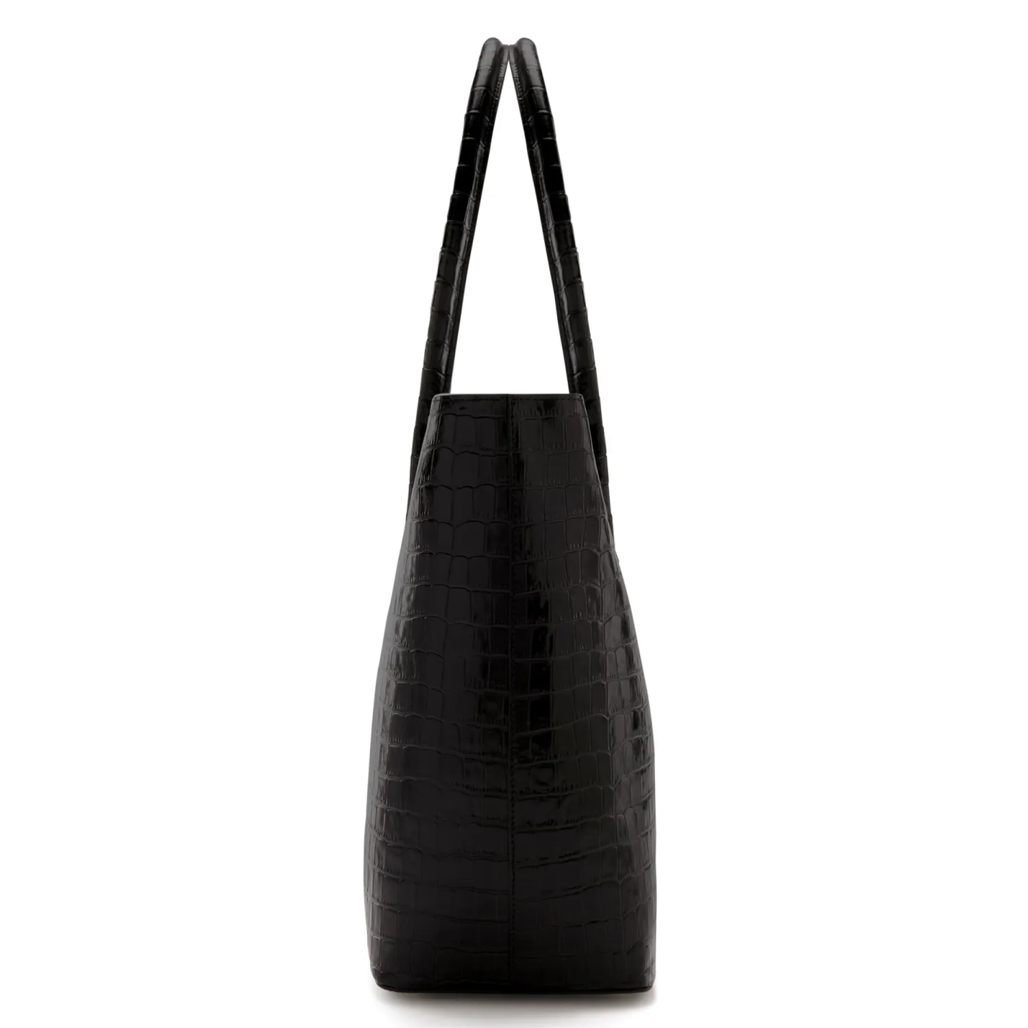 Sale Honoré Lysanne croco zwarte leren shopper van kalfsleer Shoppers | Schoudertassen