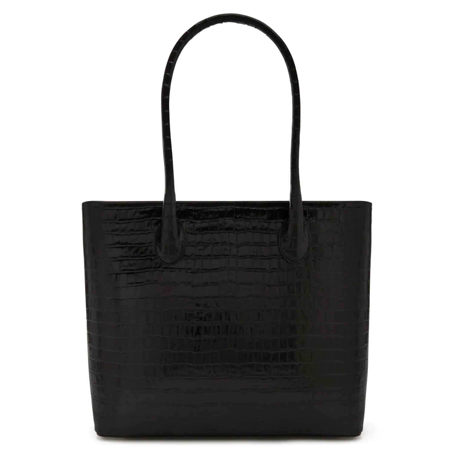 Sale Honoré Lysanne croco zwarte leren shopper van kalfsleer Shoppers | Schoudertassen