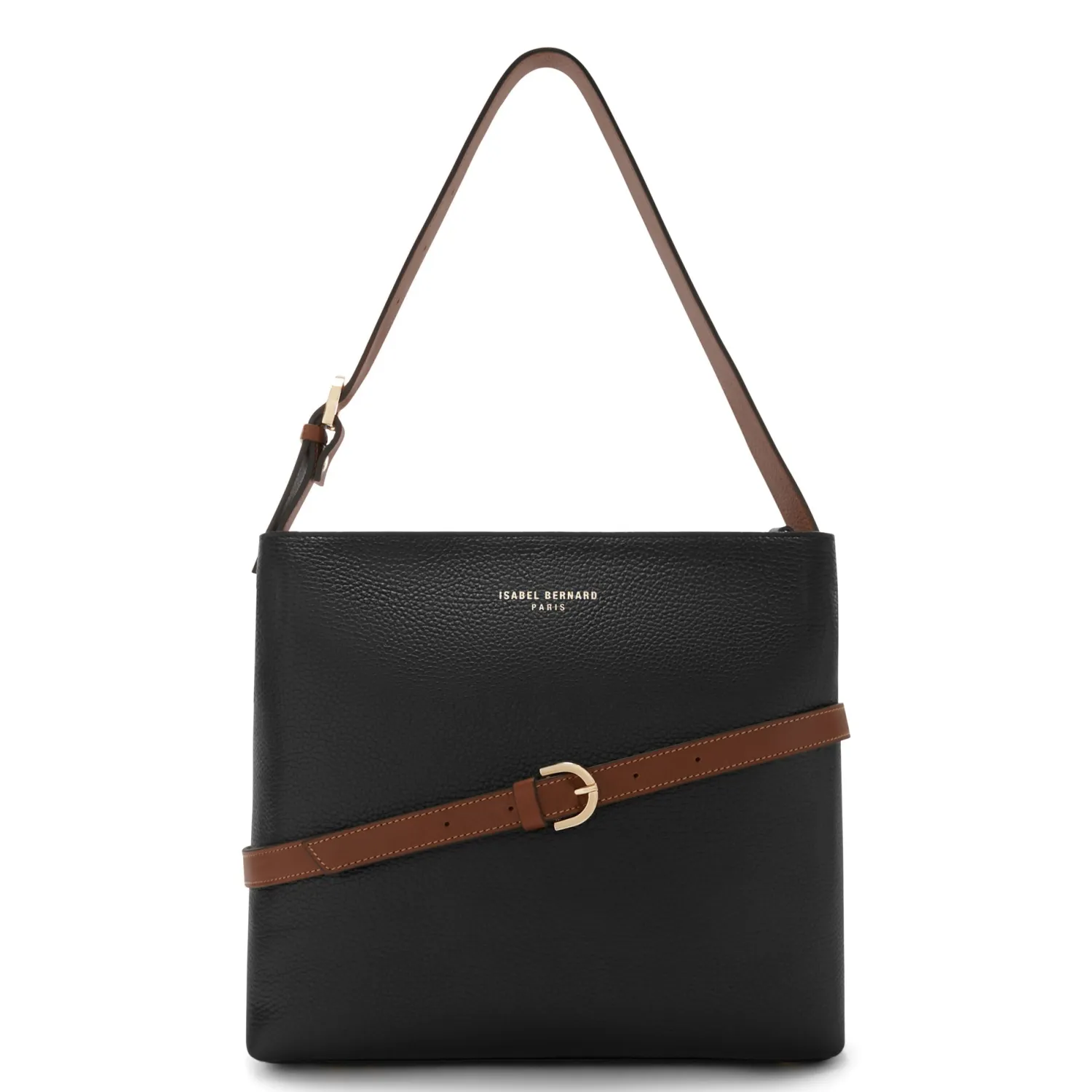 Discount Honoré Adriane Midi zwarte leren schoudertas van kalfsleer Schoudertassen | Crossbody Tassen