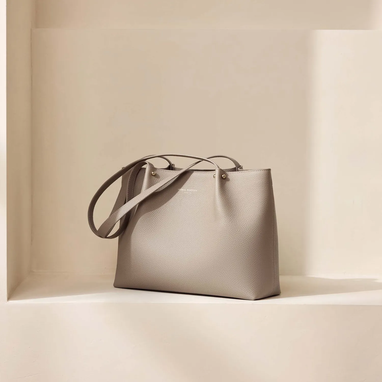Store Honoré Nata taupe leren shopper van kalfsleer Shoppers