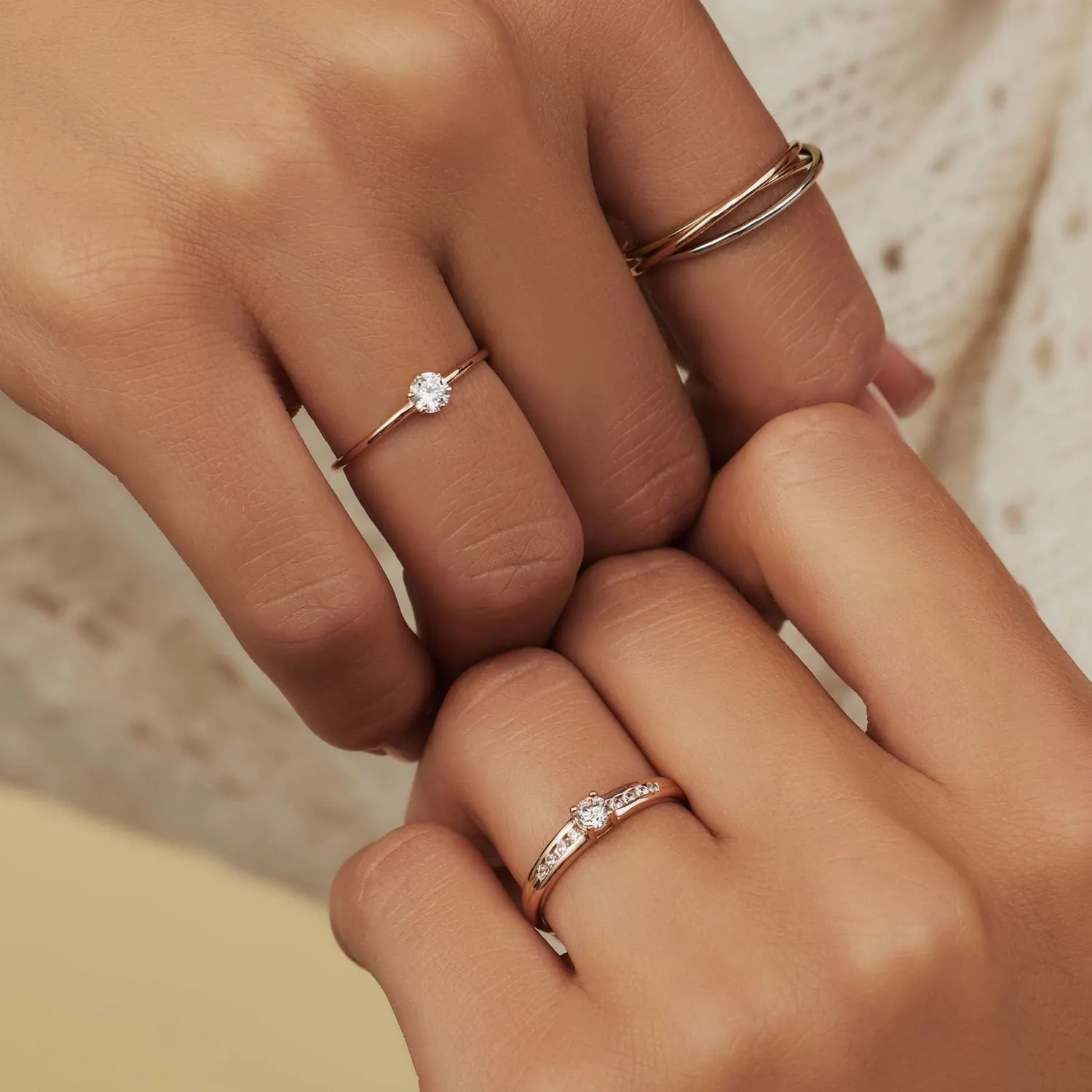 Best La Concorde Abelle 14 karaat rosé gouden ring met zirkonia steentje Rosé Gouden Ringen | Ringen Met Steentjes
