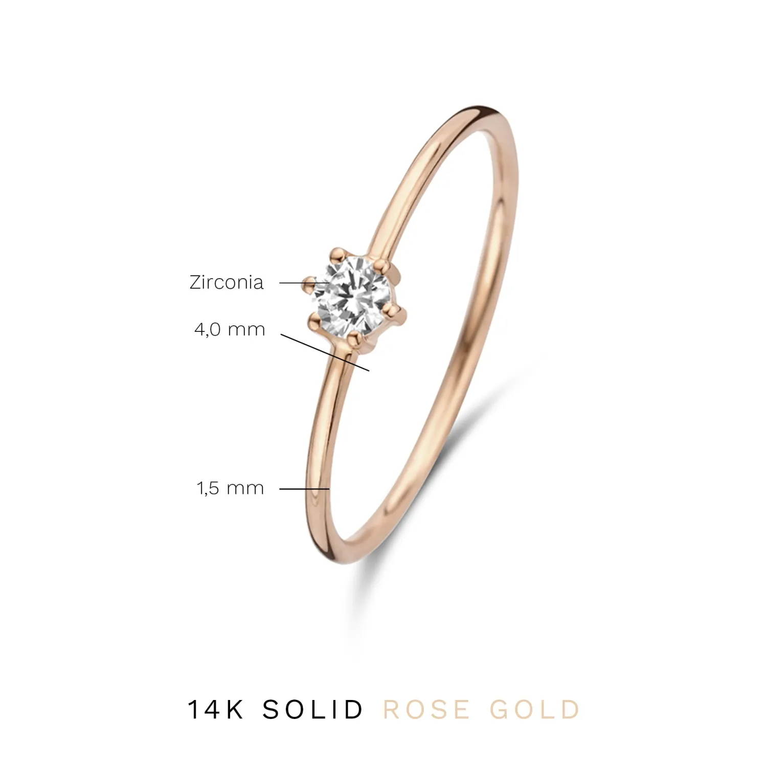 Best La Concorde Abelle 14 karaat rosé gouden ring met zirkonia steentje Rosé Gouden Ringen | Ringen Met Steentjes