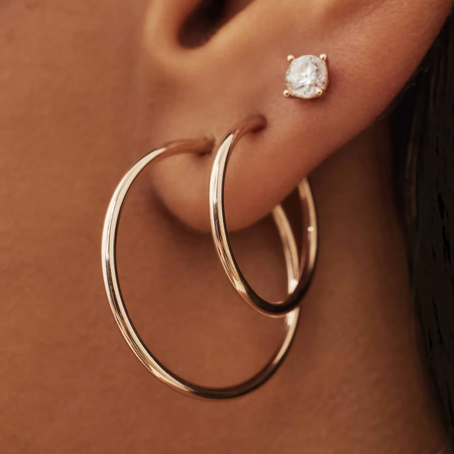 Fashion La Concorde Cerise 14 karaat rosé gouden creolen 16 mm Creolen | Rosé Gouden Oorbellen