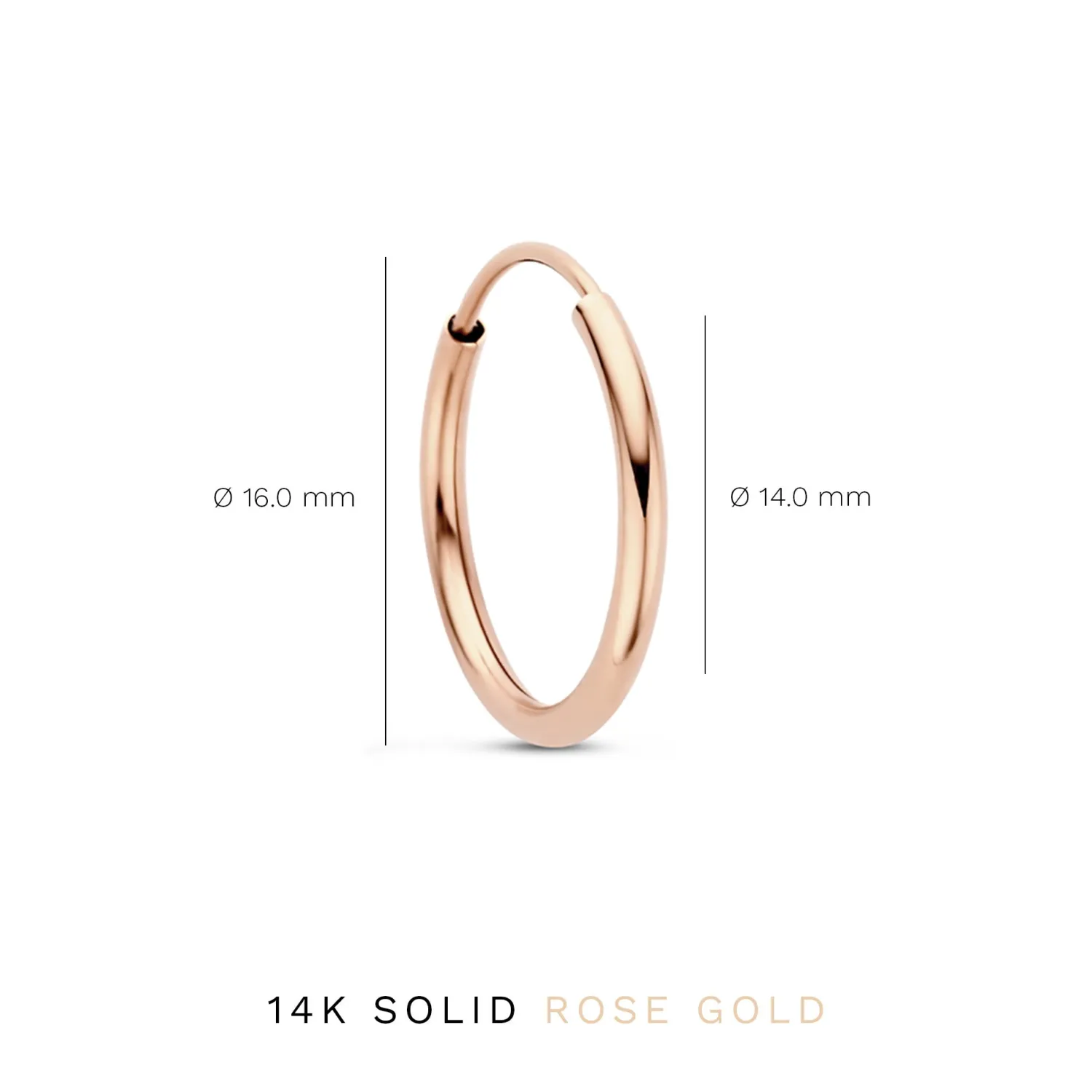 Fashion La Concorde Cerise 14 karaat rosé gouden creolen 16 mm Creolen | Rosé Gouden Oorbellen