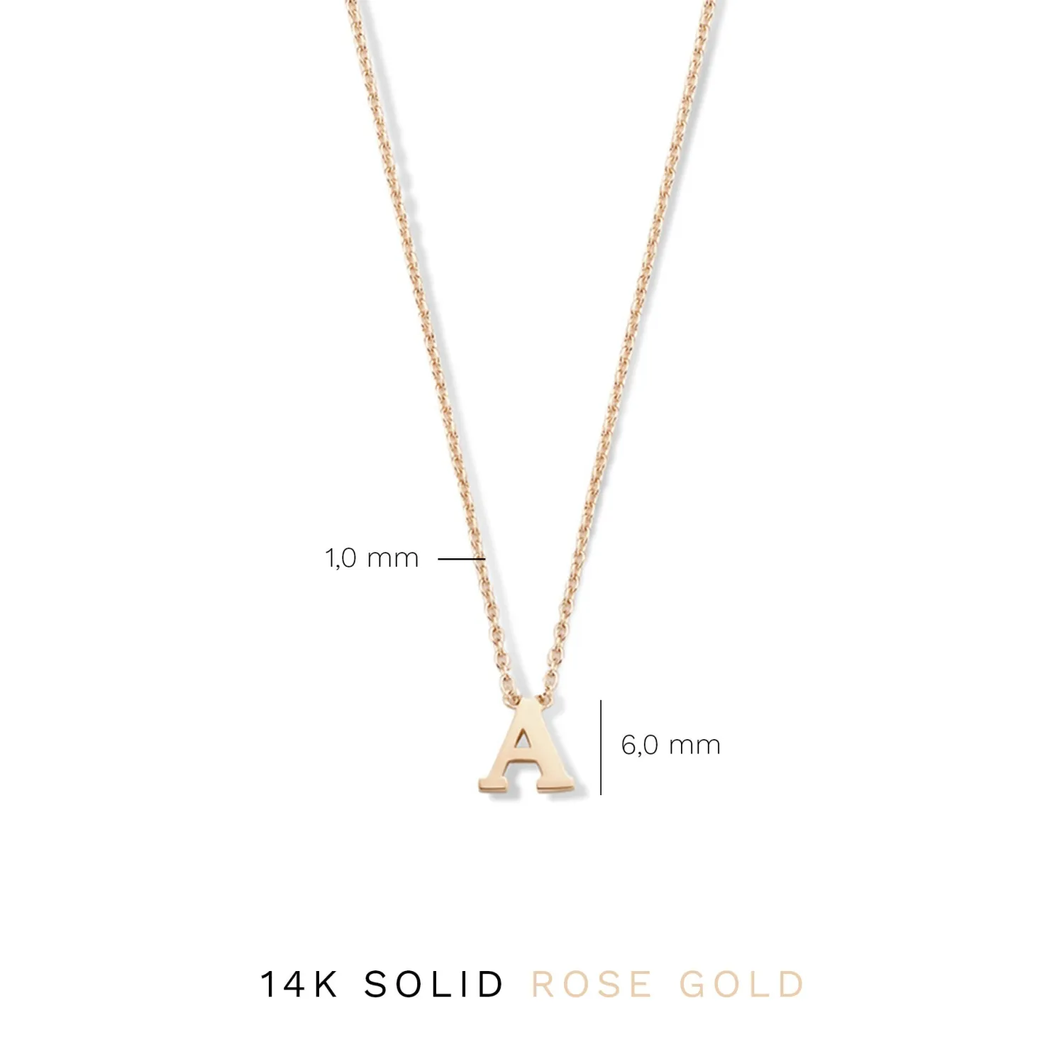 New La Concorde Chloé 14 karaat rosé gouden initial collier met letter Initialen Sieraden | Rosé Gouden Colliers