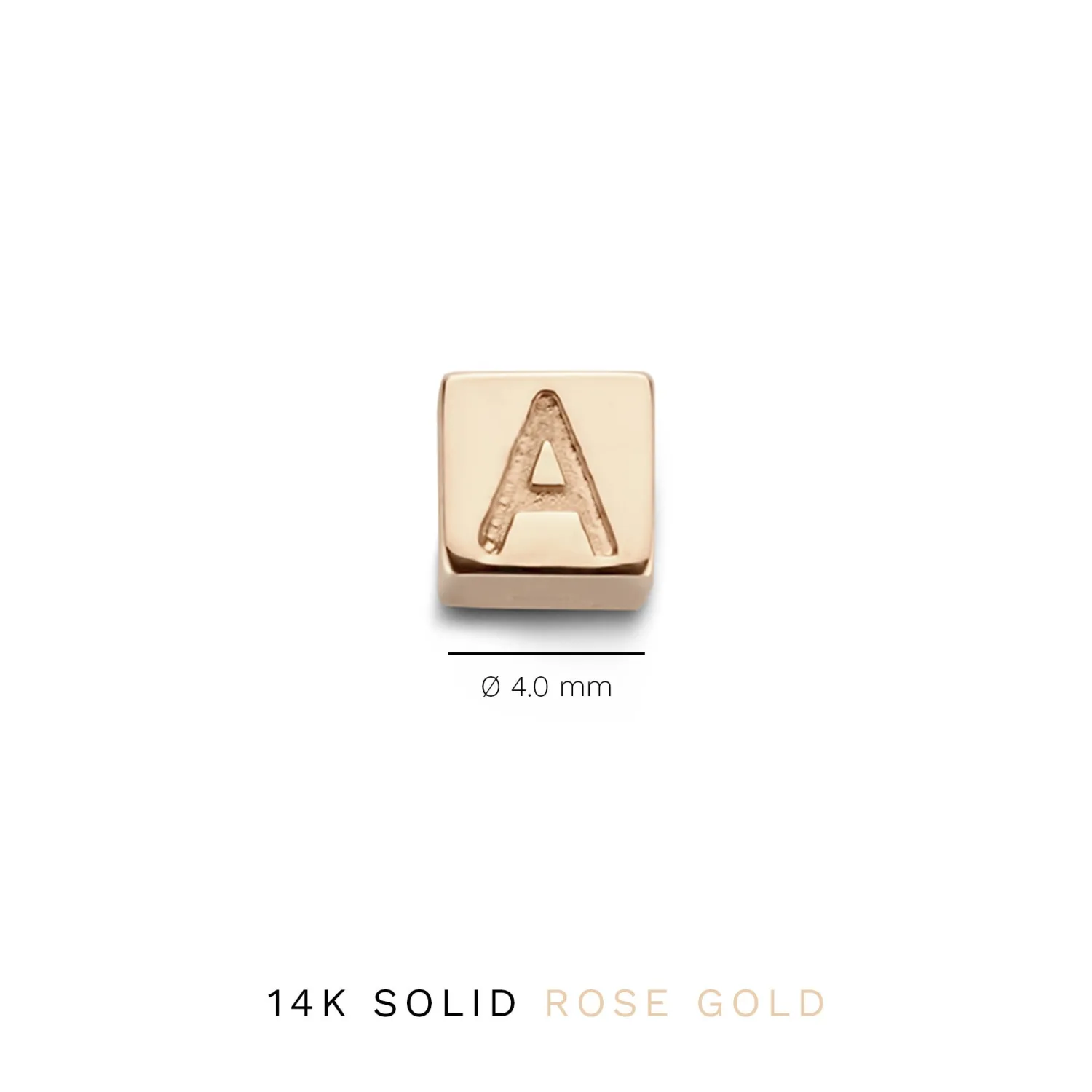 Best La Concorde Felie 14 karaat rosé gouden kubus initial bedel met letter Initialen Sieraden | Rosé Gouden Bedels