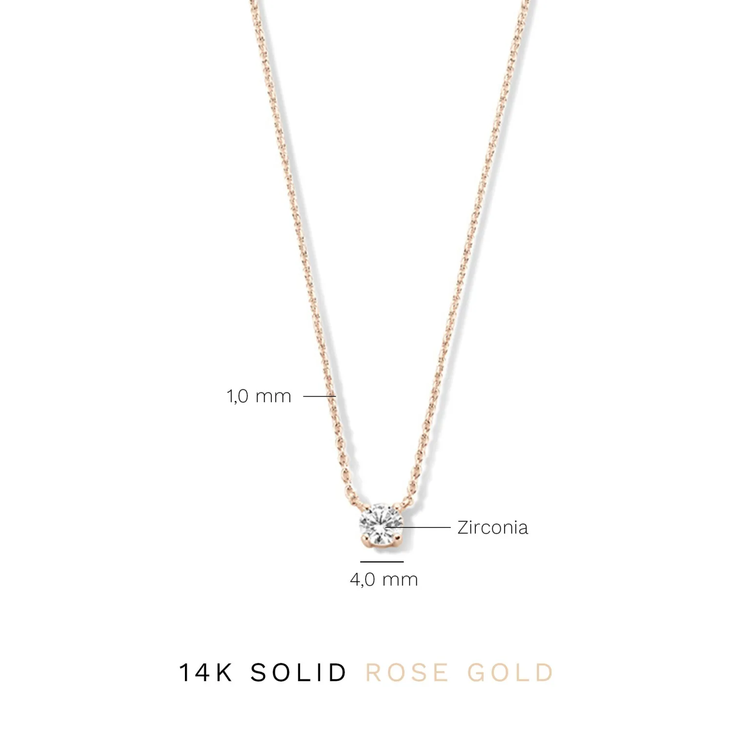 Online La Concorde Garance 14 karaat rosé gouden collier met zirkonia steentje Rosé Gouden Colliers